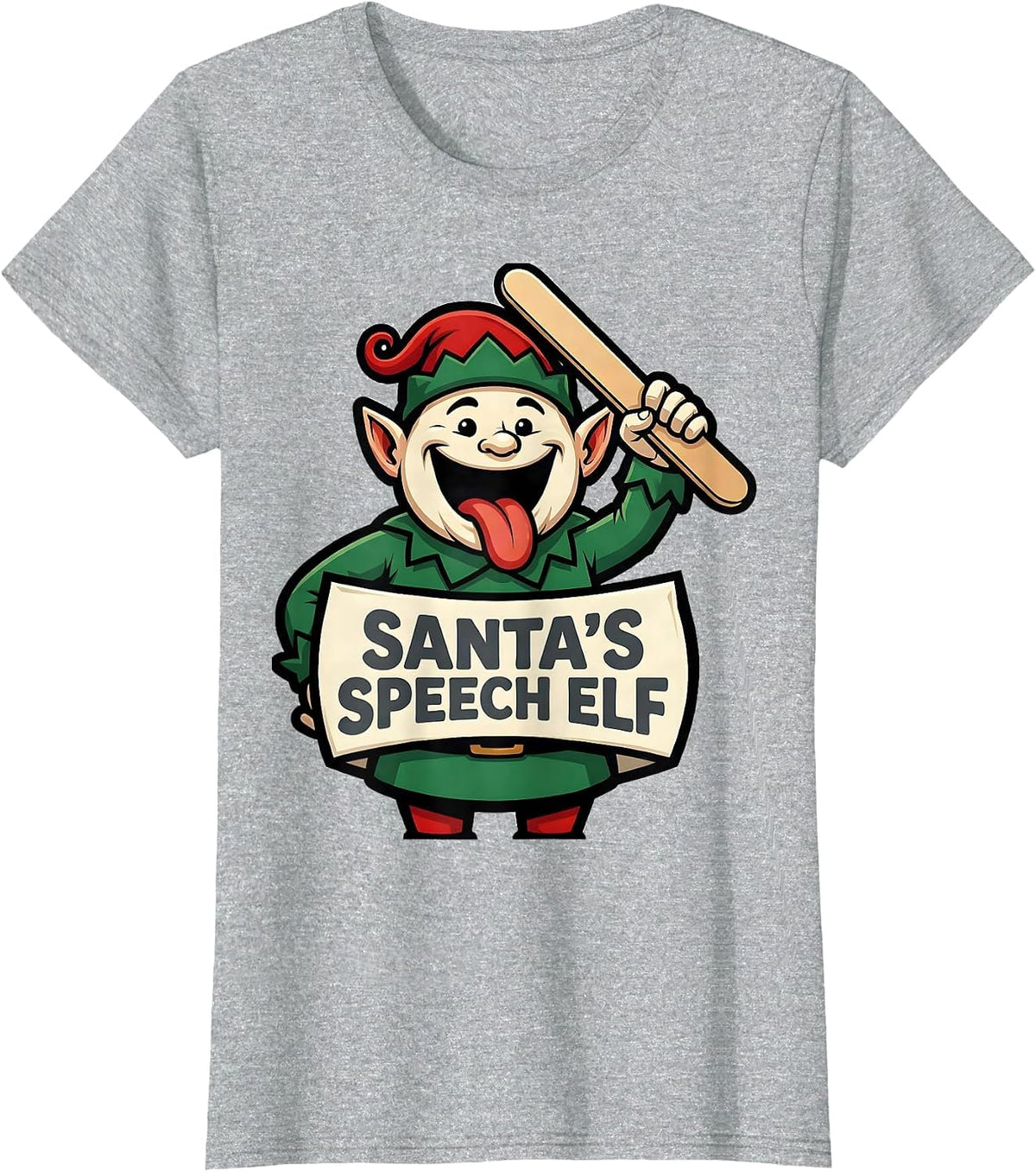 Santa's Speech Elf Funny Speech Therapist SLP Christmas T-Shirt - Heather Grey