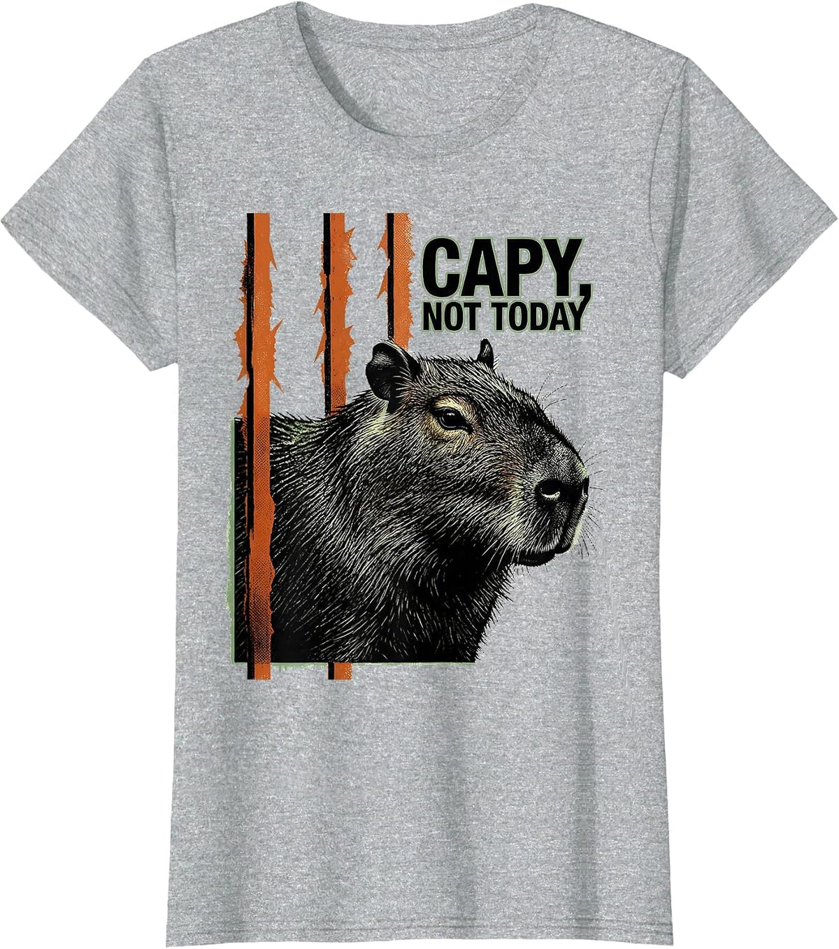 capy, not today Funny Capybara Meme Animal Humor T-Shirt - Heather Grey