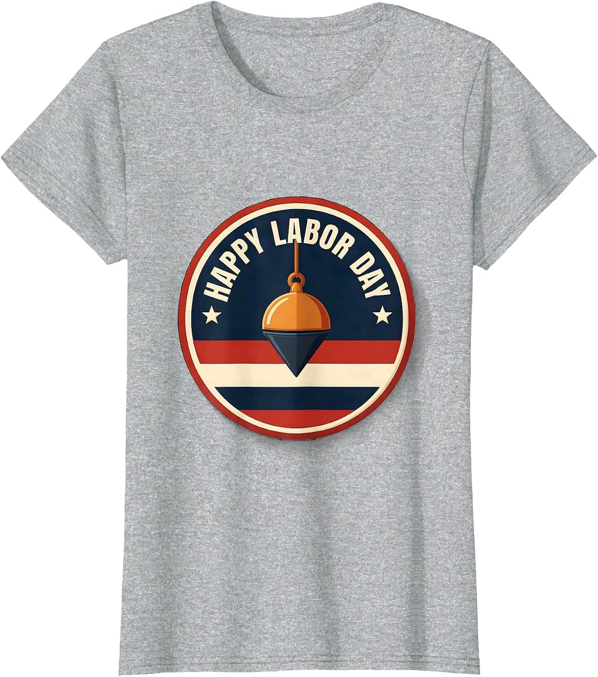 Happy Labor Day Patriotic Union Pride Emblem Worker Badge T-Shirt - Heather Grey