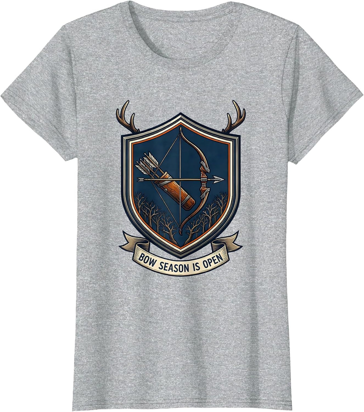 Bow Season Is Open Archery Bowhunter Deer Elk Hunting Pride T-Shirt - Heather Grey