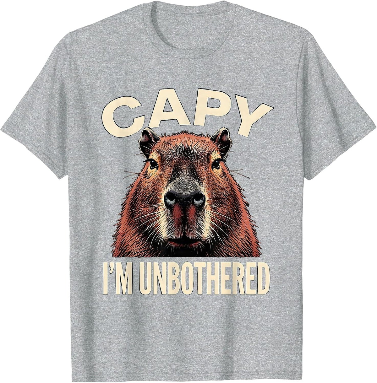Men's capy, i'm unbothered Funny Capybara Animal Lover Meme Humor T-Shirt - Heather Grey