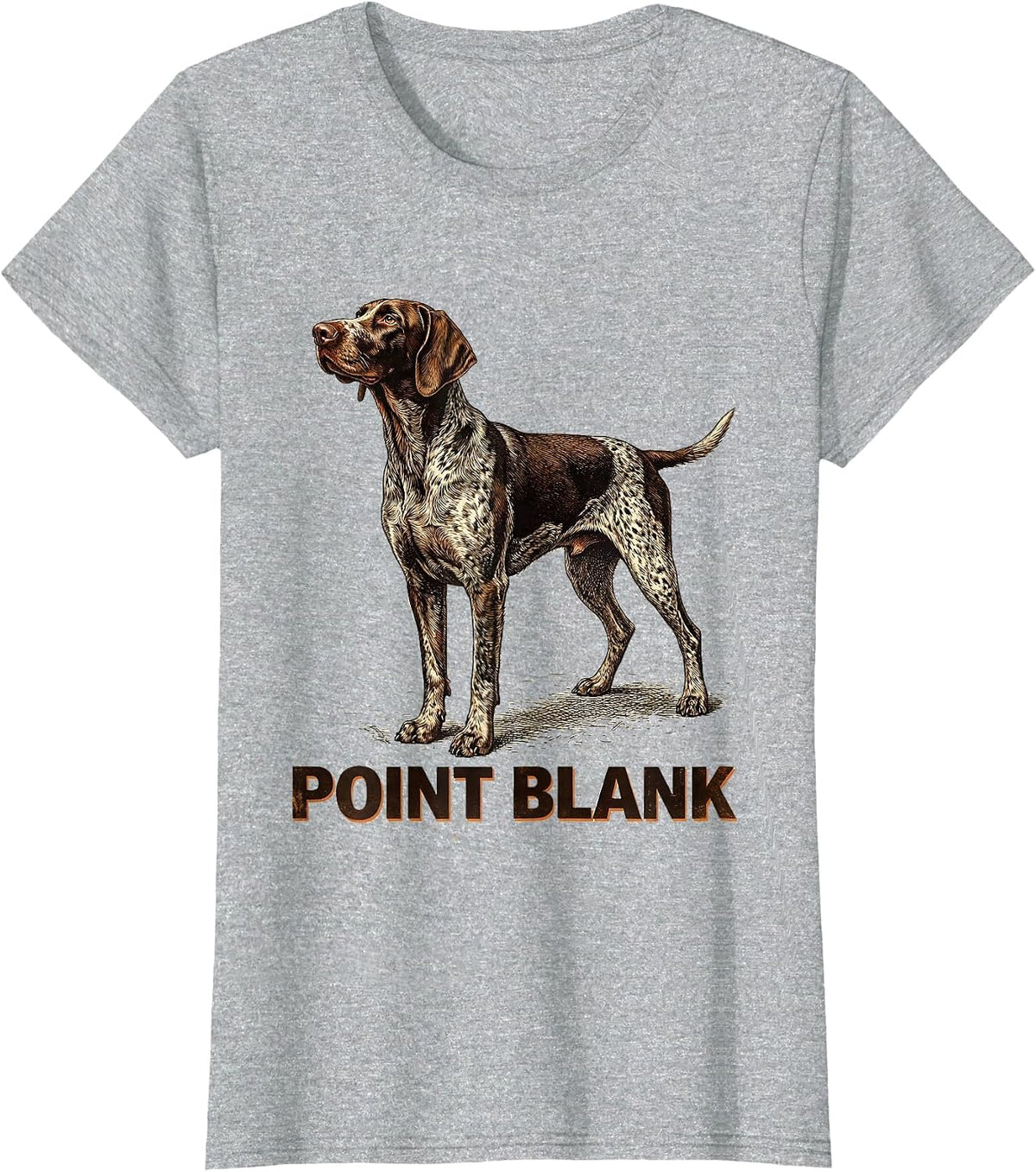Women's Point Blank Vintage German Shorthaired Pointer Dog Lover T-Shirt - Heather Grey