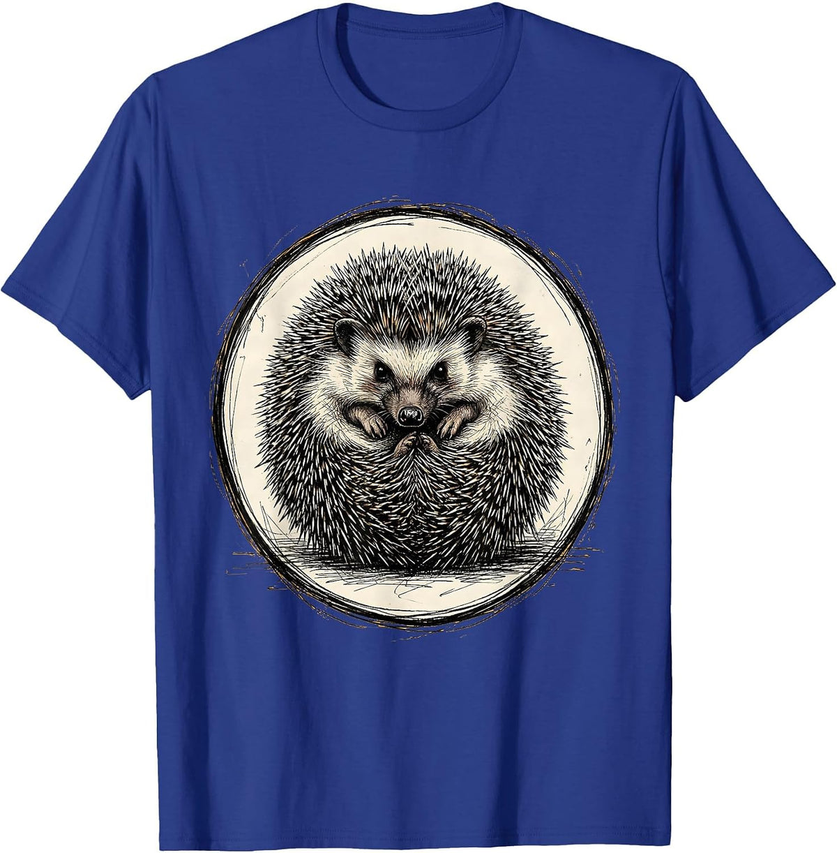 Men's Defensive Hedgehog Curled Spike Ball Graphic T-Shirt - Royal Blue
