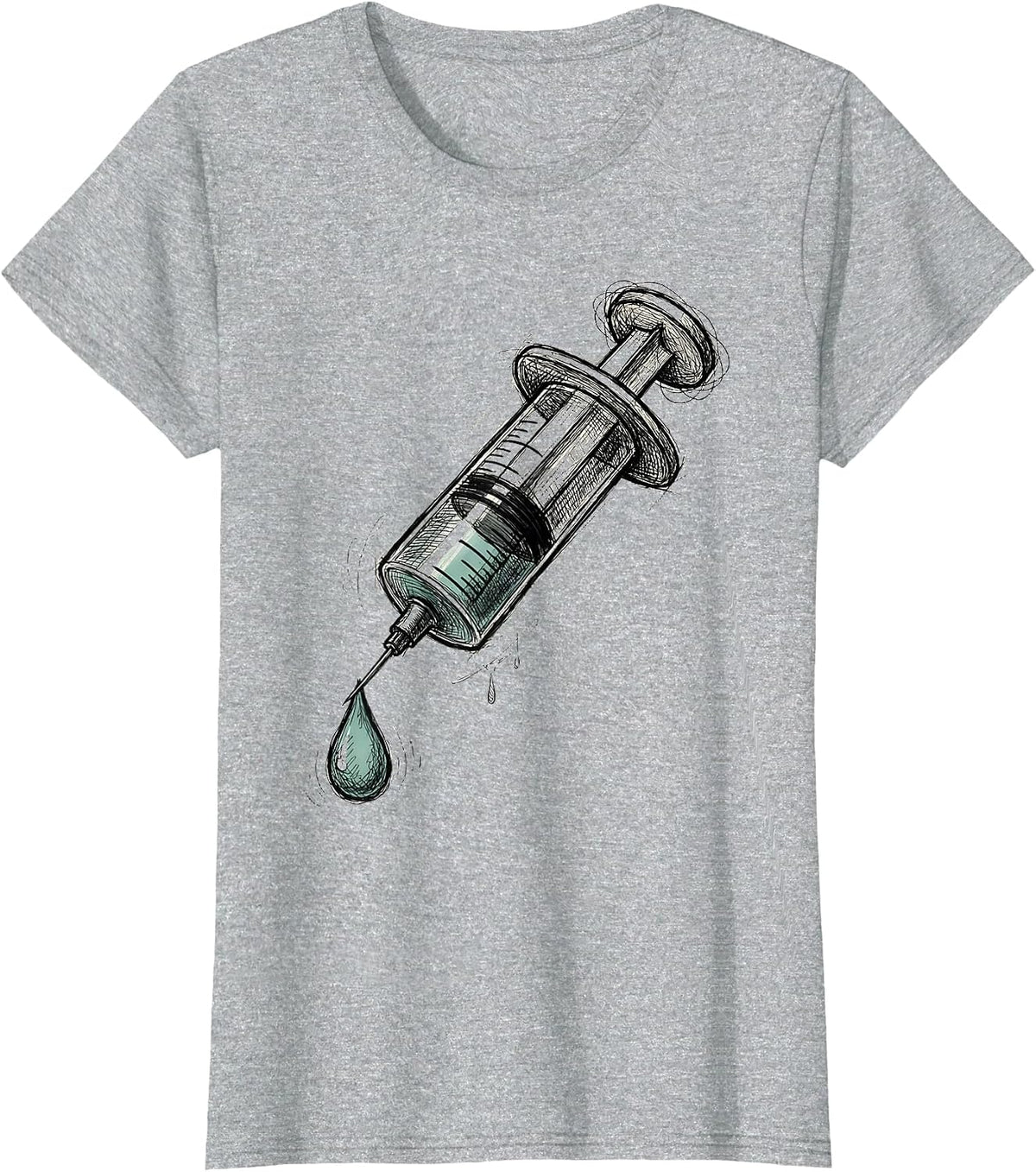 Pharmacy Technician Syringe Graphic Design T-Shirt - Heather Grey