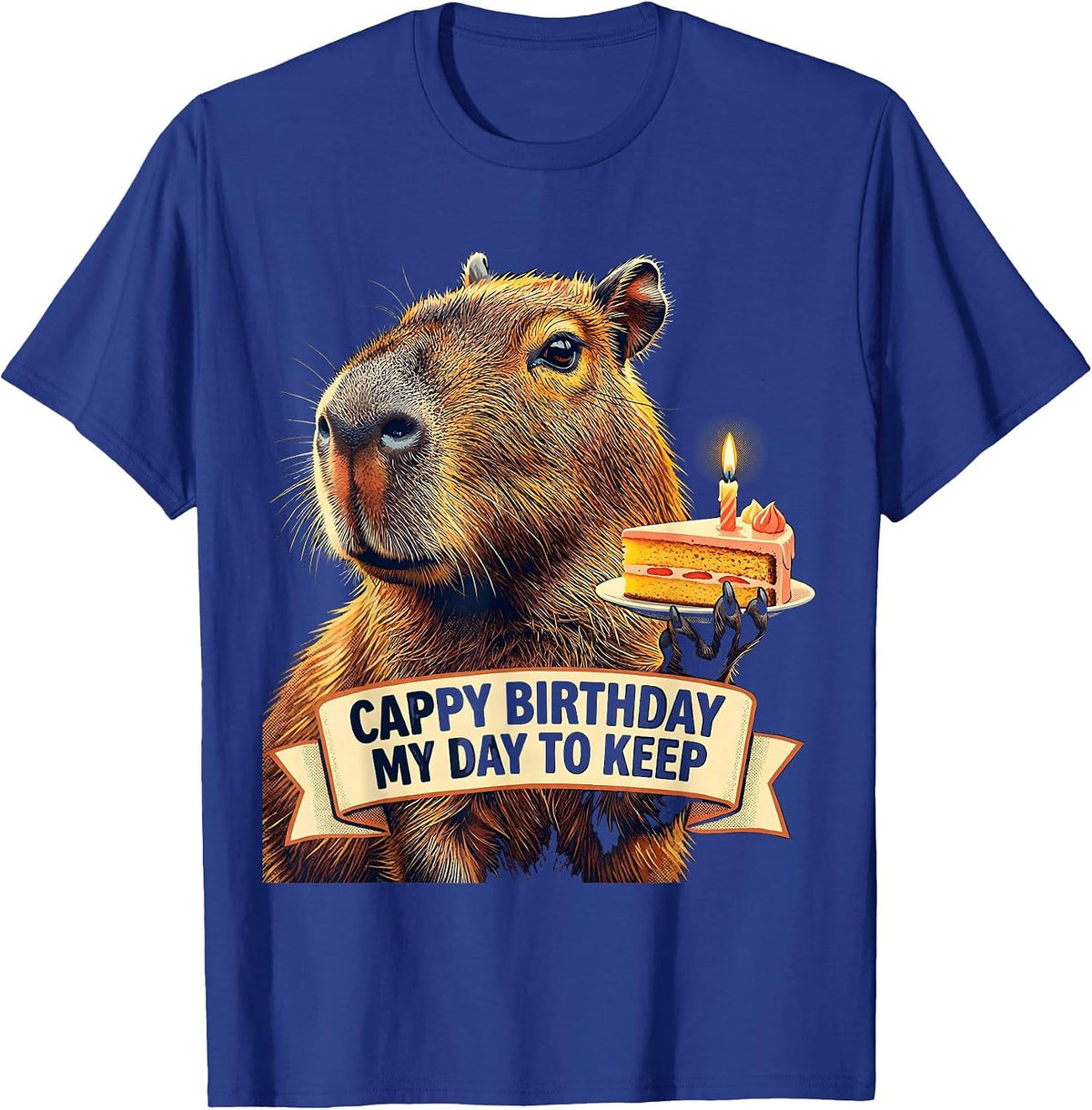 Cappy Birthday My Day To Keep Kawaii Capybara Kids Party T-Shirt - Royal Blue