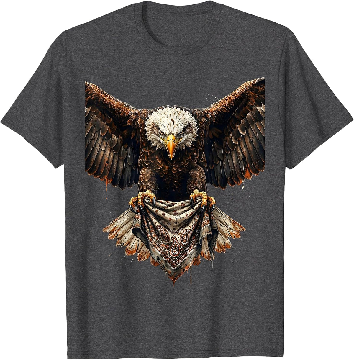 Eagle Clutching Bandana Graphic Tee T-Shirt - Dark Heather Grey