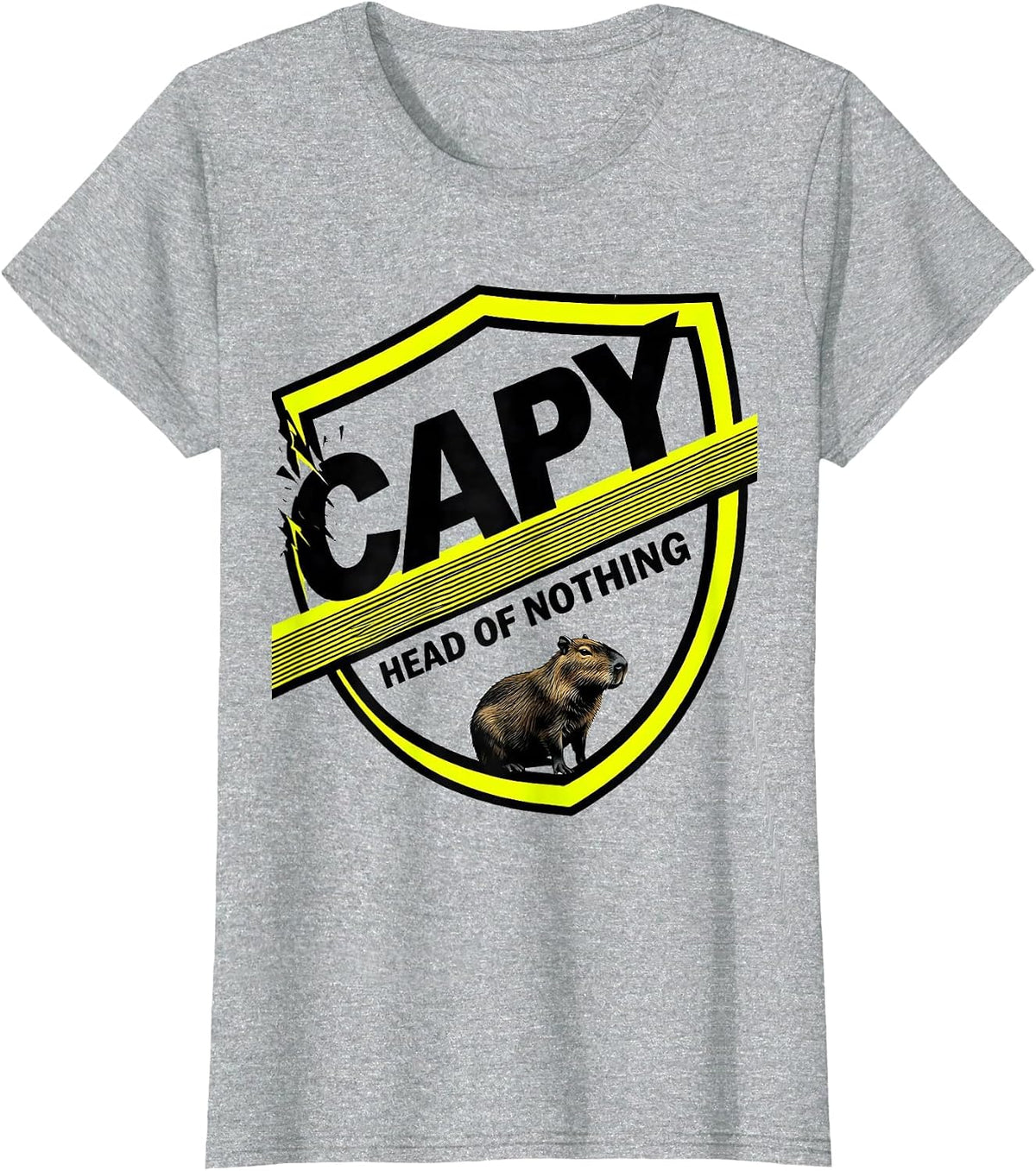 Women's Capy, Head Of Nothing Funny Capybara Animal Meme Humor T-Shirt - Heather Grey