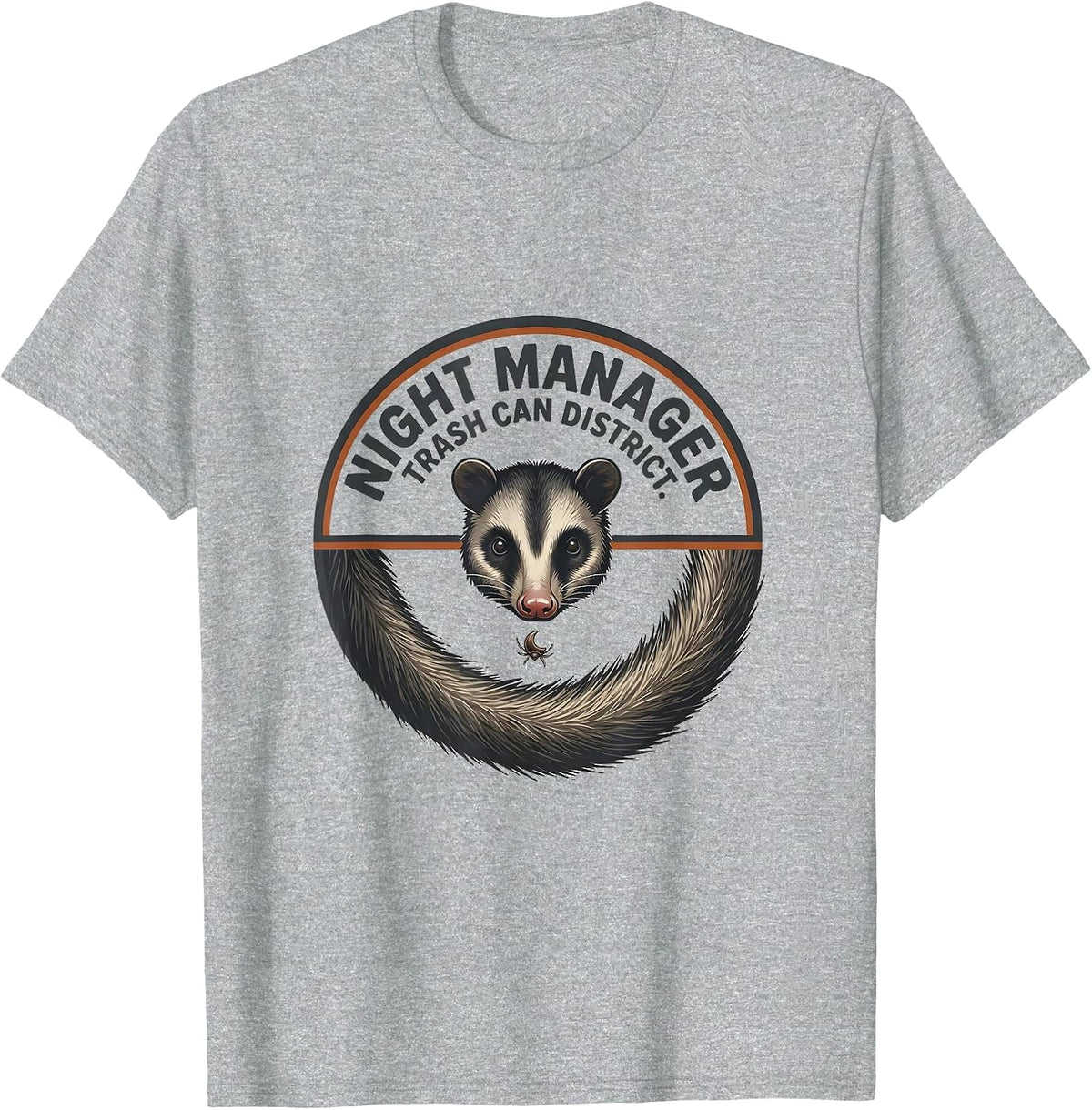 Men's Night Manager Trash Can District Minimalist Opossum Meme T-Shirt - Heather Grey