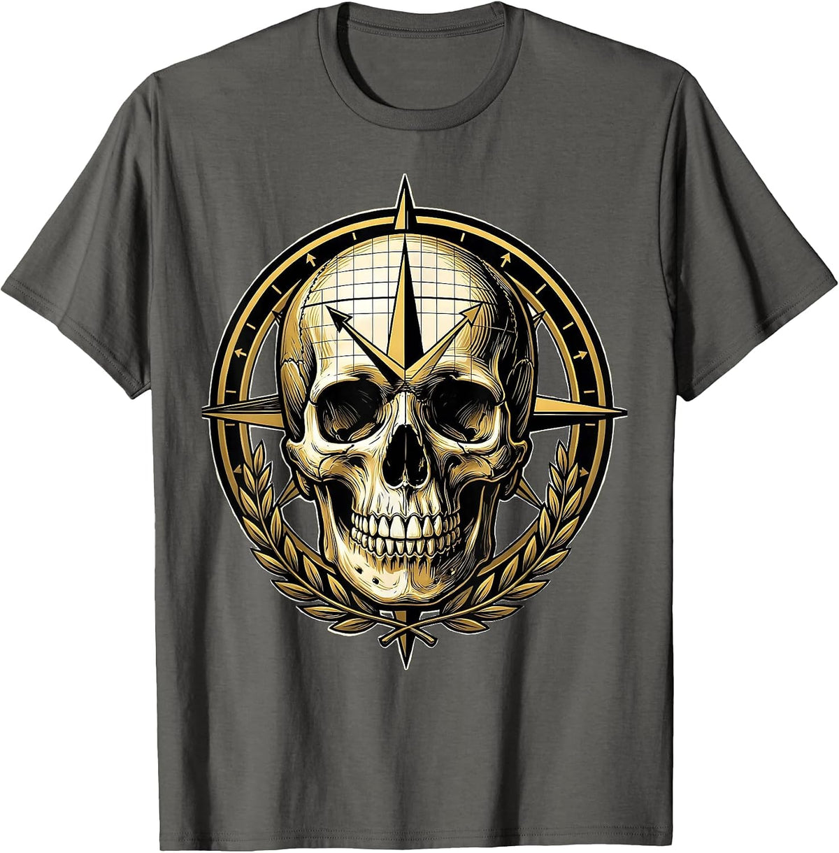 Math Teacher Skull Graph Grid Illustration T-Shirt - Asphalt Grey