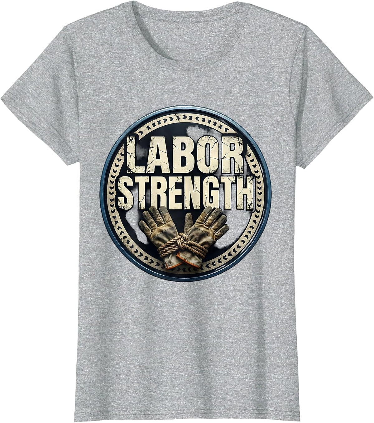 Women's Labor Strength Distressed Union Worker Solidarity Pride T-Shirt - Heather Grey