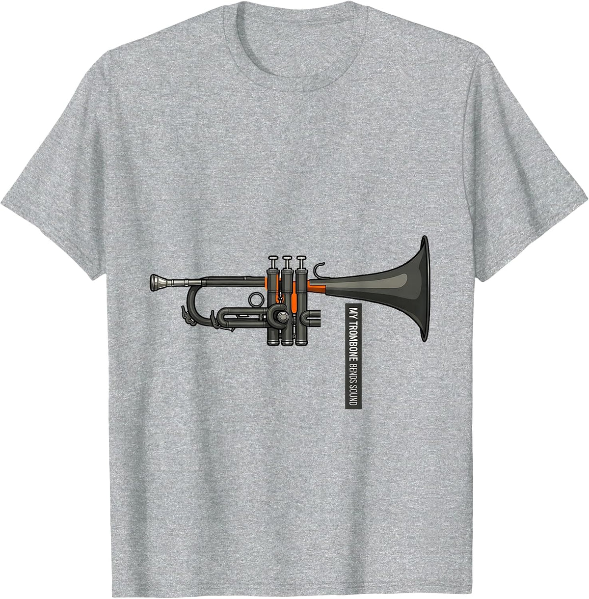 Men's My Trombone Bends Sound Funny Trombone Player Band Humor T-Shirt - Heather Grey