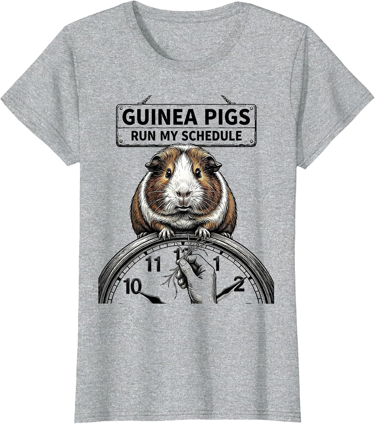 Guinea Pigs Run My Schedule Funny Pig Lover Farm Animal T-Shirt - Heather Grey