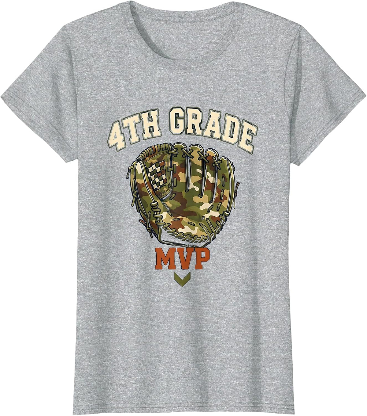 Women's 4th Grade MVP Camo Fourth Grade Back To School Boys T-Shirt - Heather Grey