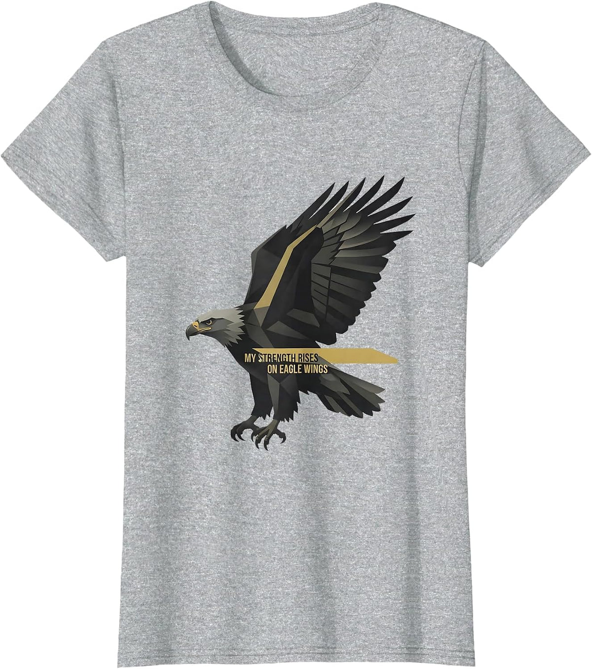My Strength Rises On Eagle Wings Minimalist Eagle Faith T-Shirt - Heather Grey