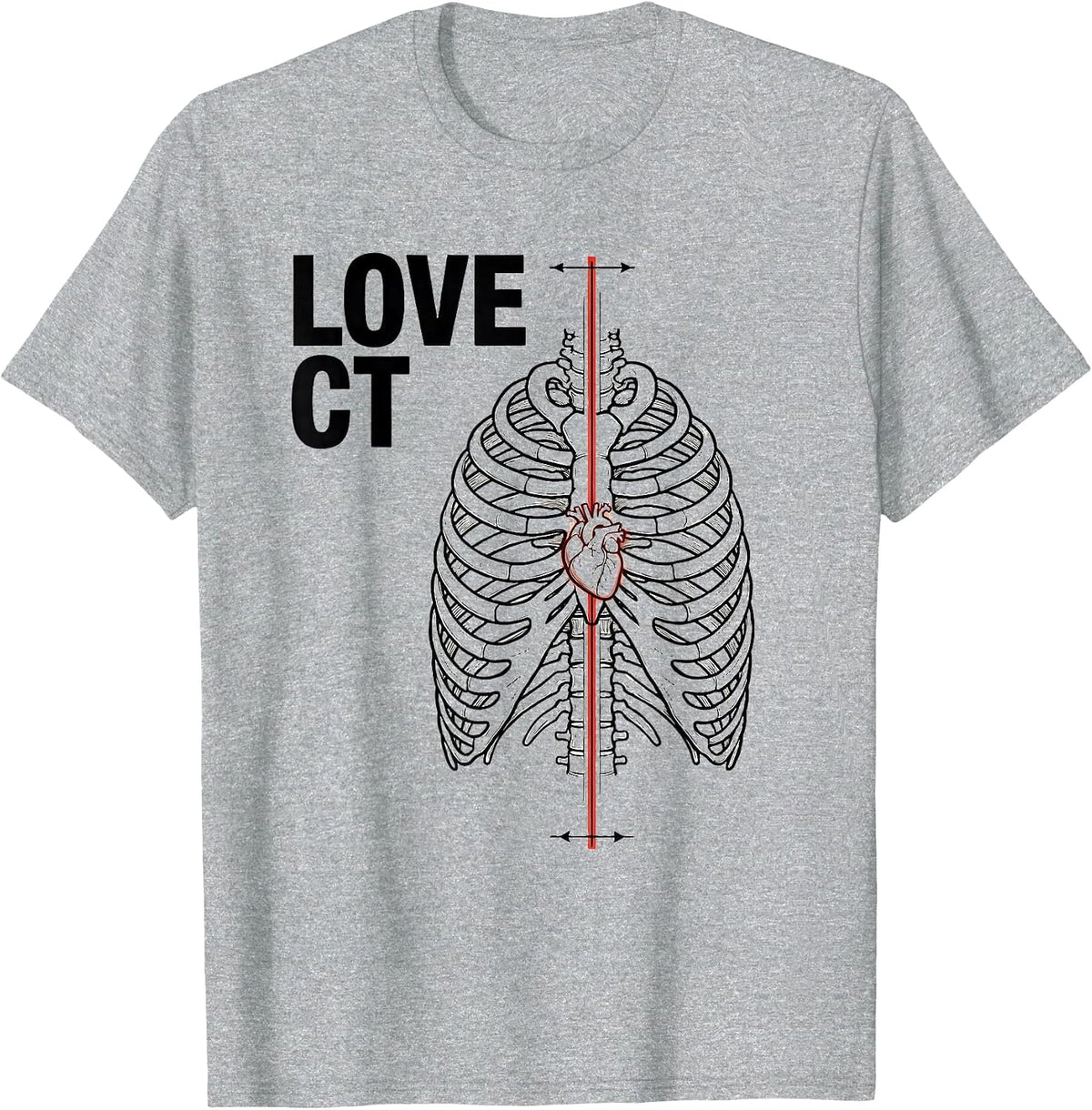 Men's Love CT Funny Radiology Tech Skeleton Humor Valentine Gift T-Shirt - Heather Grey