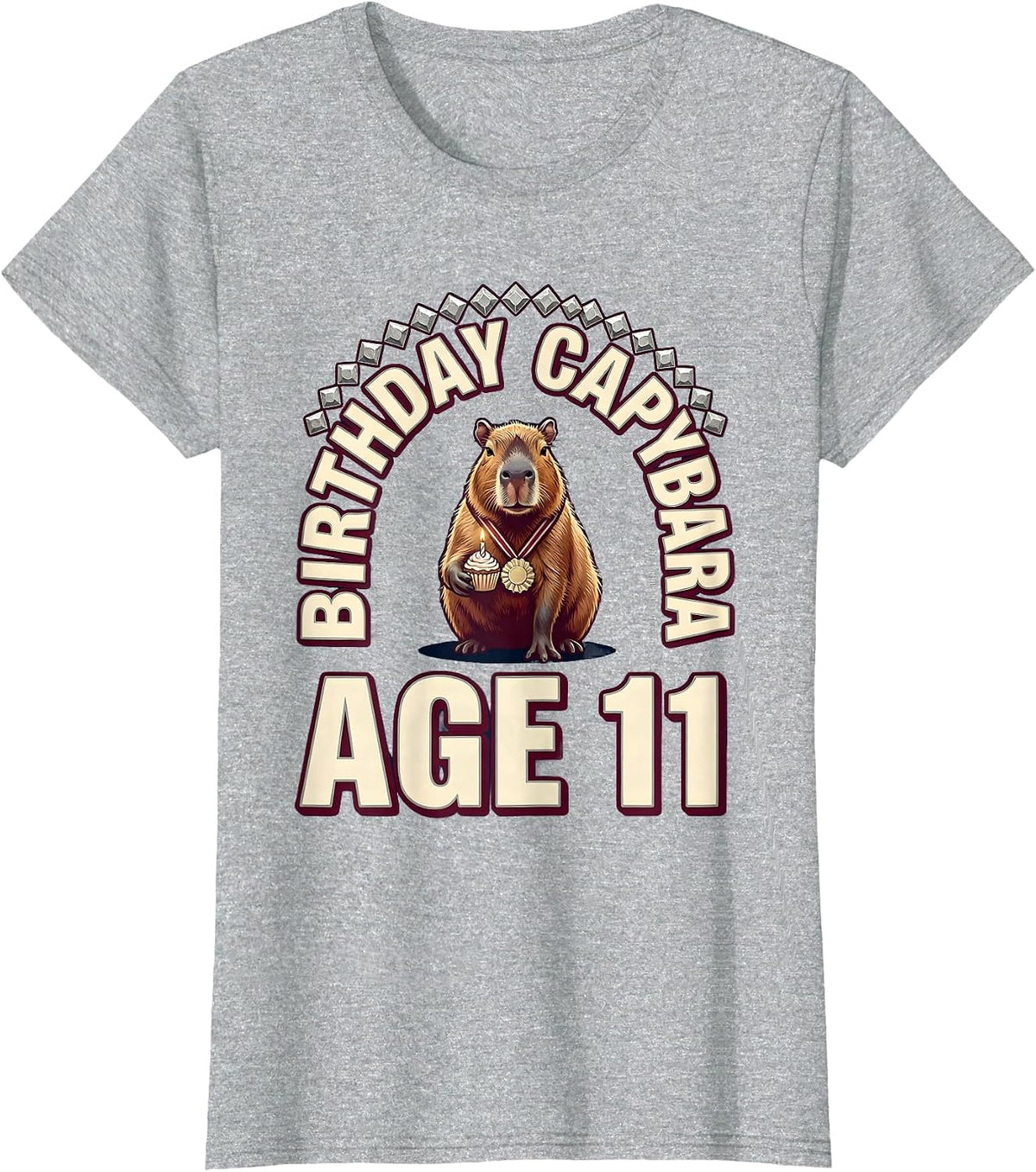 Birthday Capybara Age 11 Kawaii Cute Animal Birthday Gift T-Shirt - Heather Grey