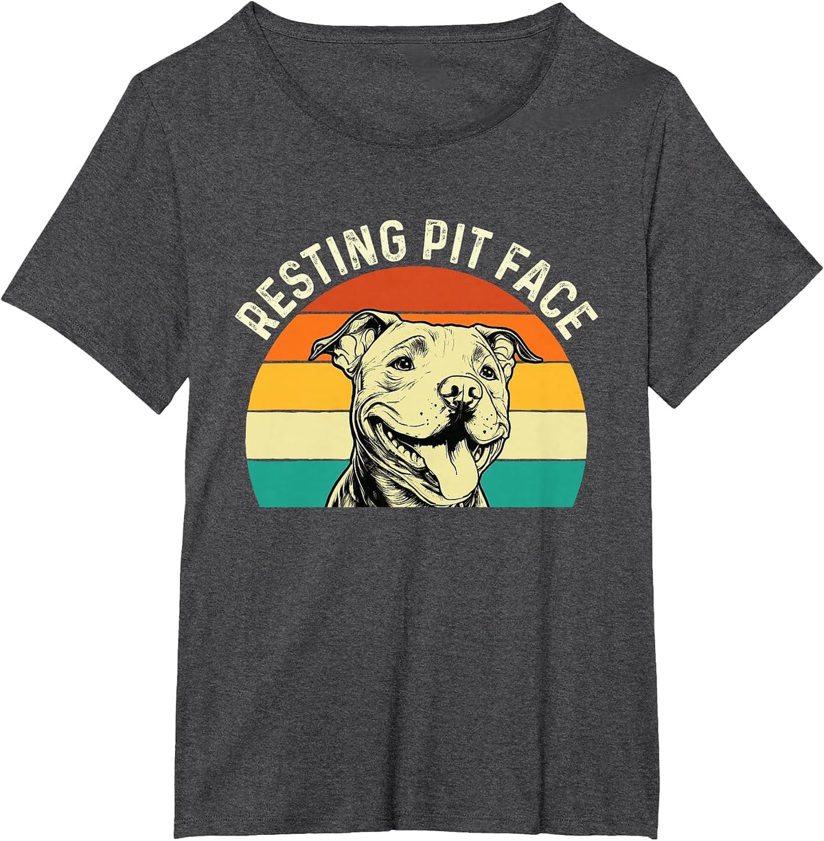 Resting Pit Face - Retro Vintage Pitbull Terrier Dog Lover T-Shirt - Dark Heather Grey