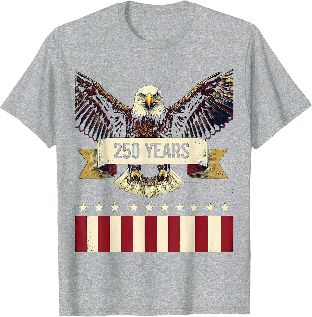 Men's 250 YEARS Patriotic Eagle Flag 250th Anniversary USA T-Shirt - Heather Grey