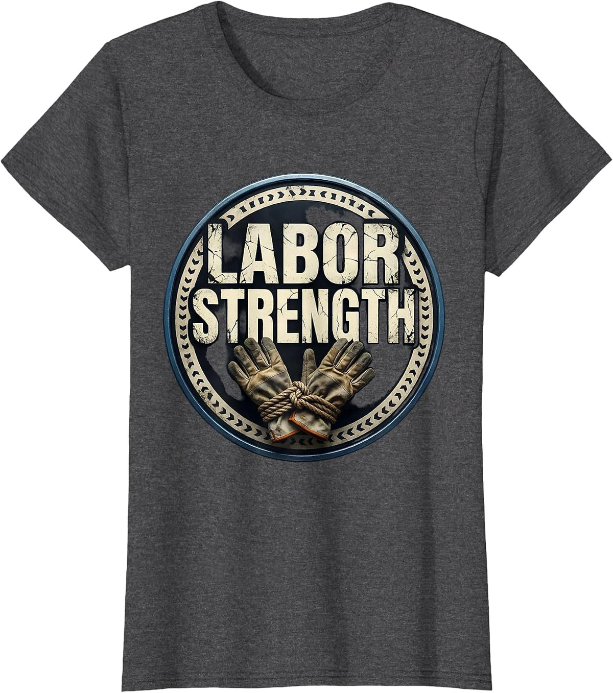 Women's Labor Strength Distressed Union Worker Solidarity Pride T-Shirt - Dark Heather Grey