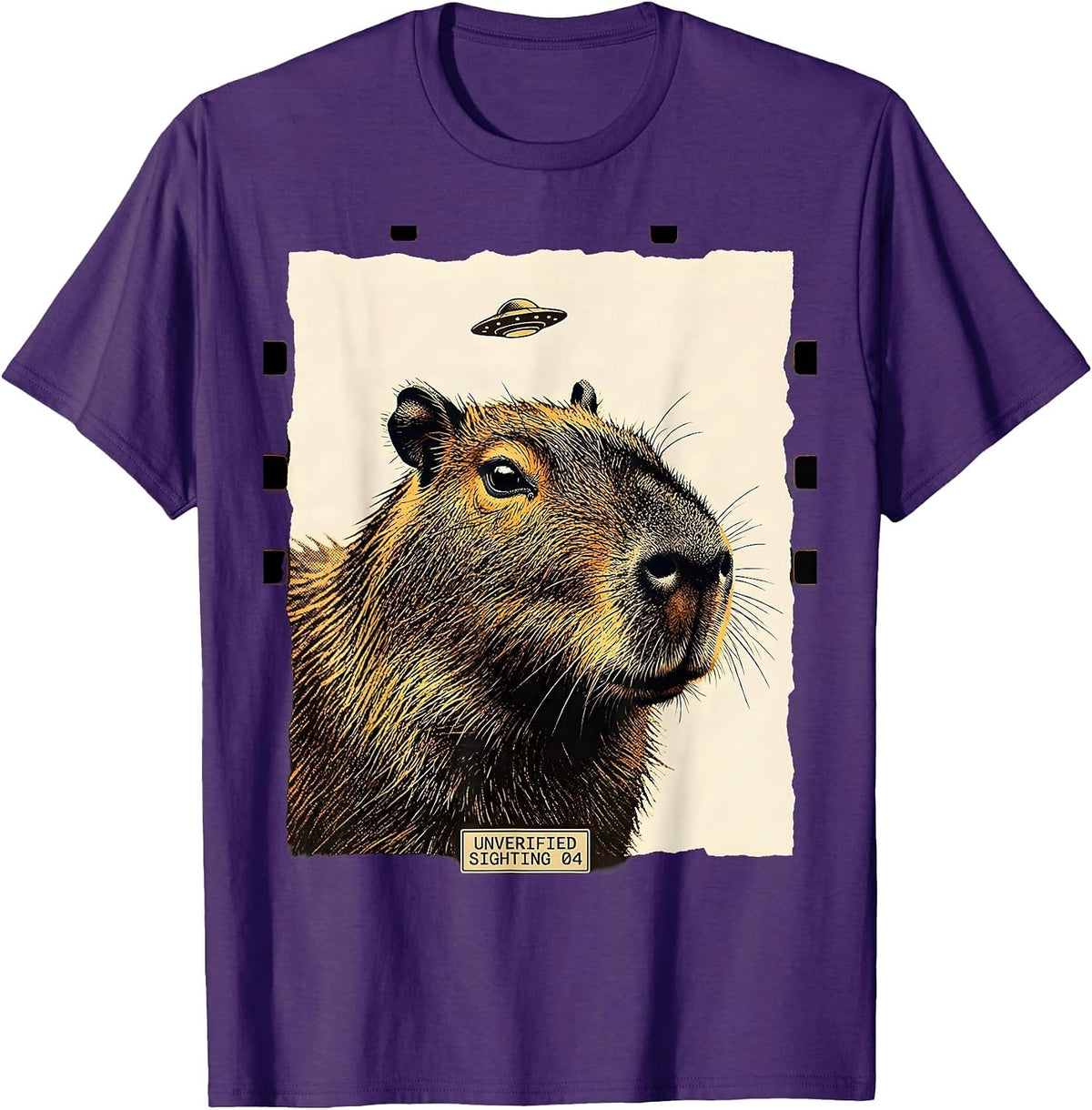 Unverified Sighting 04 Funny Capybara Alien UFO Meme Humor T-Shirt - Purple