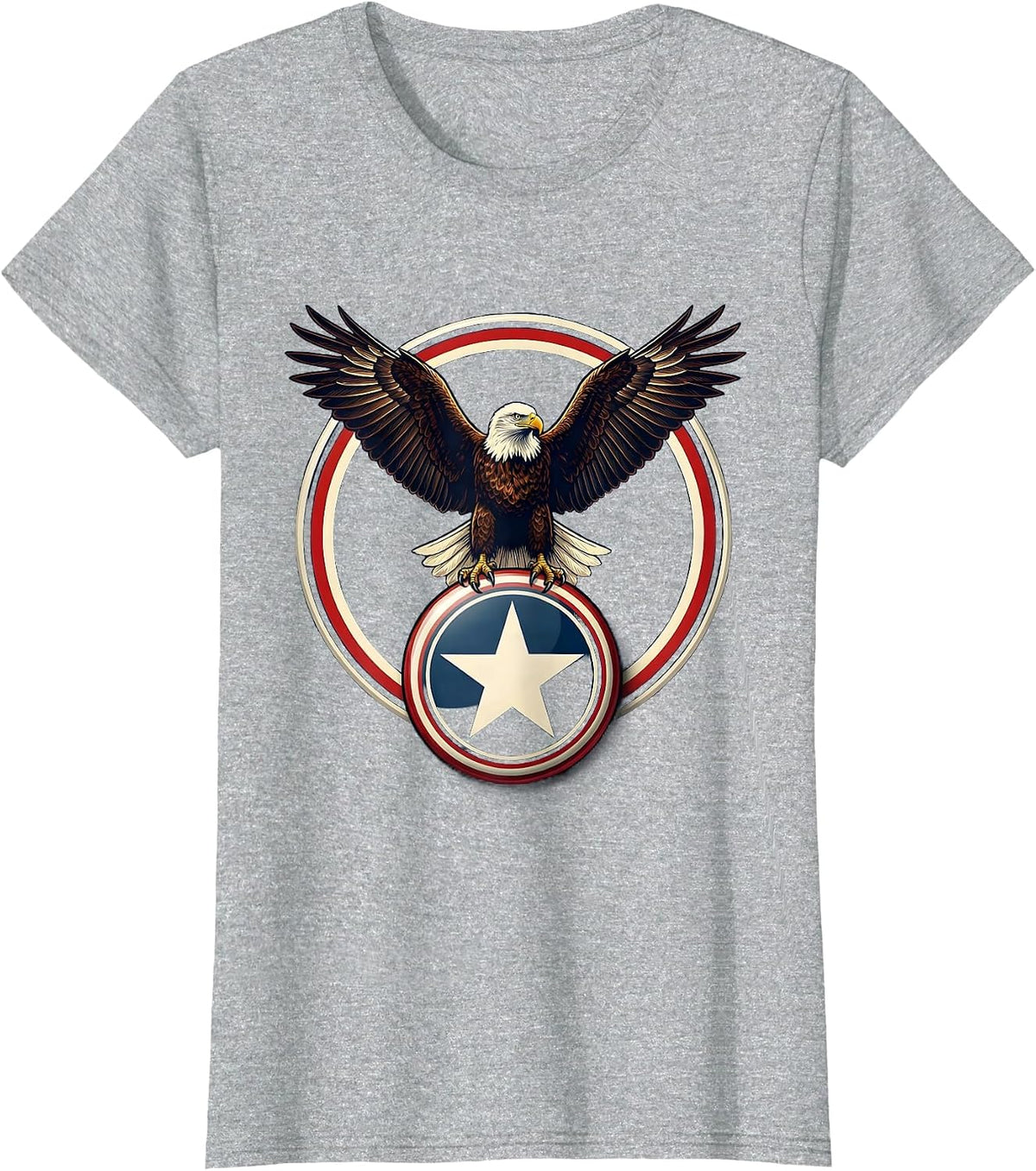 Women's Proud Democrat Bald Eagle Campaign Button T-Shirt - Heather Grey