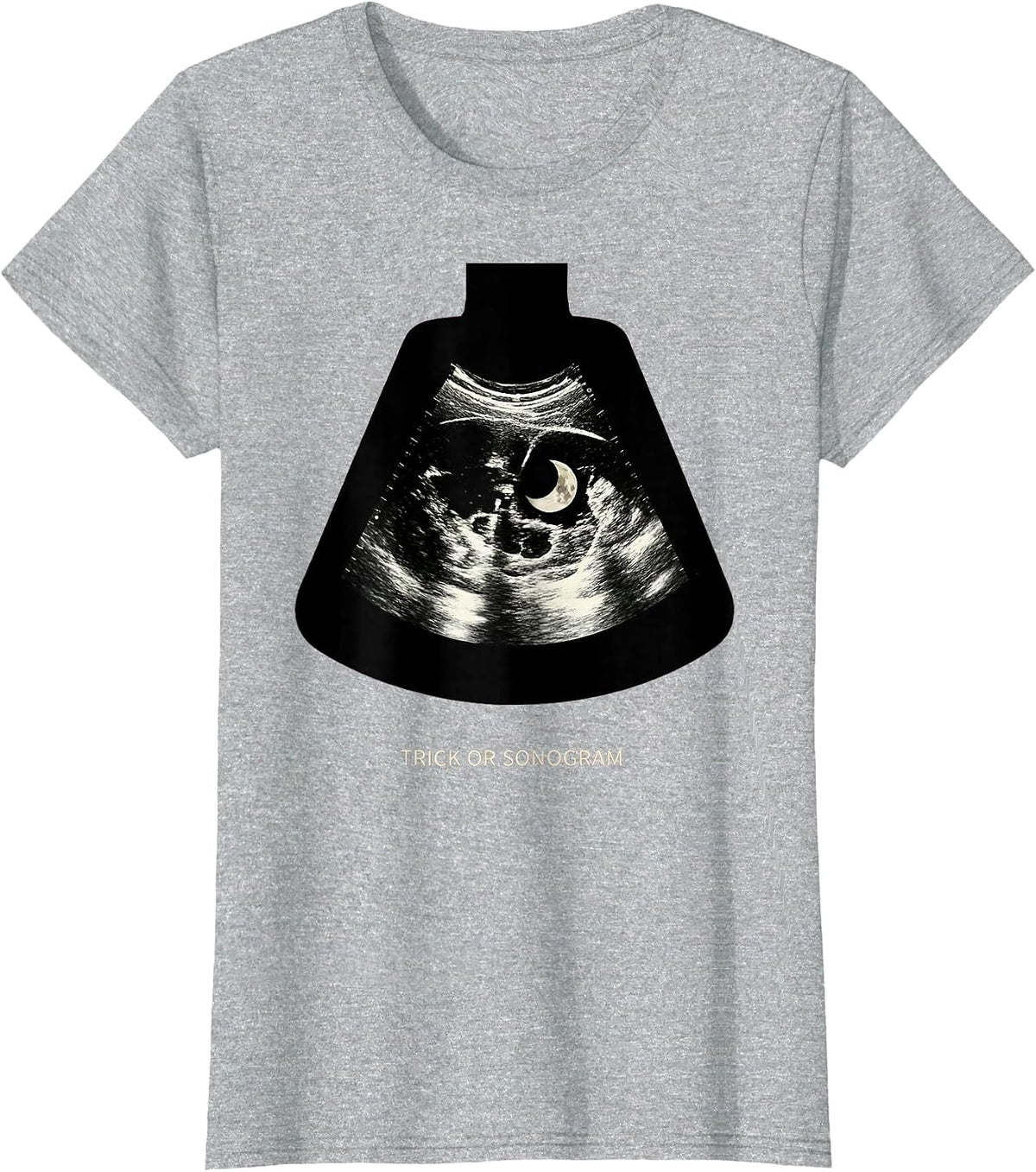 Trick Or Sonogram Scratchboard Radiology Tech Halloween T-Shirt - Heather Grey