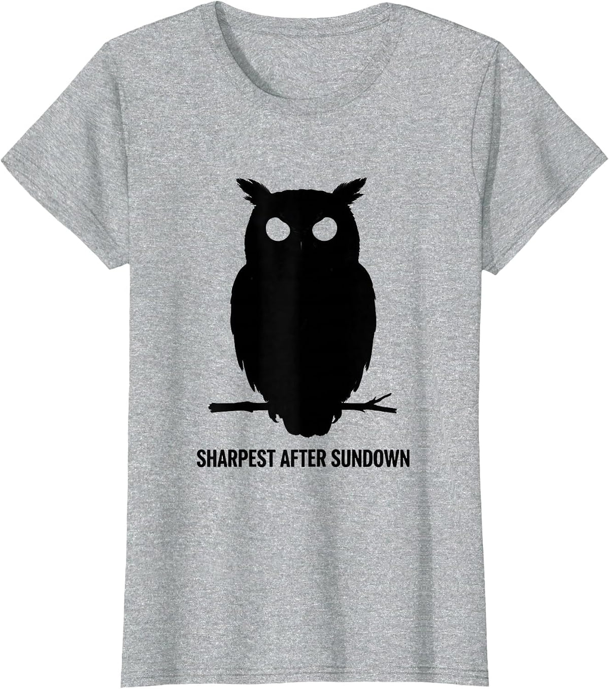 Sharpest After Sundown Retro Owl Lover Funny Silly Humor T-Shirt - Heather Grey