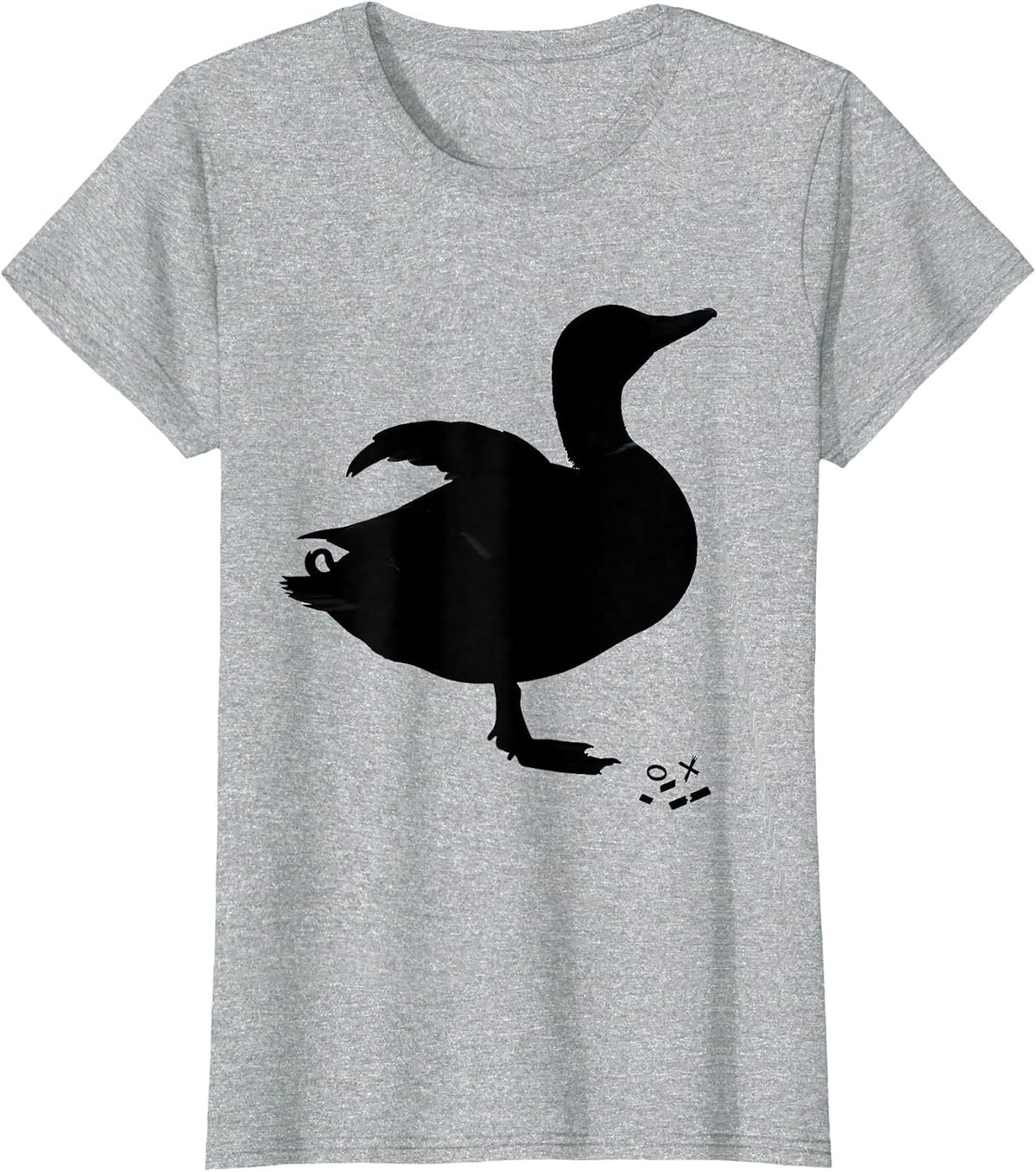 Duck Silhouette Funny Novelty Gift Casual Wear T-Shirt - Heather Grey