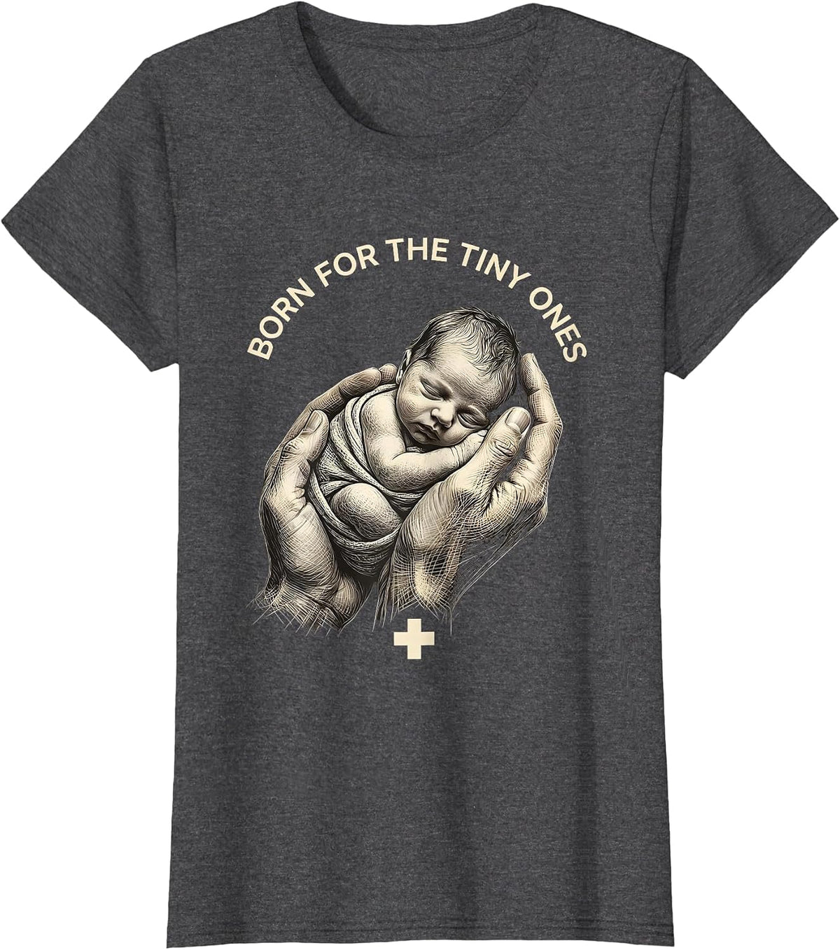 Women's Born for the Tiny Ones Pediatric Nurse Design T-Shirt - Dark Heather Grey
