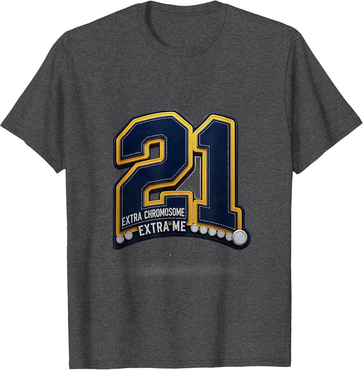 Extra Chromosome Extra Me Sparkle Varsity Down Syndrome T-Shirt - Dark Heather Grey