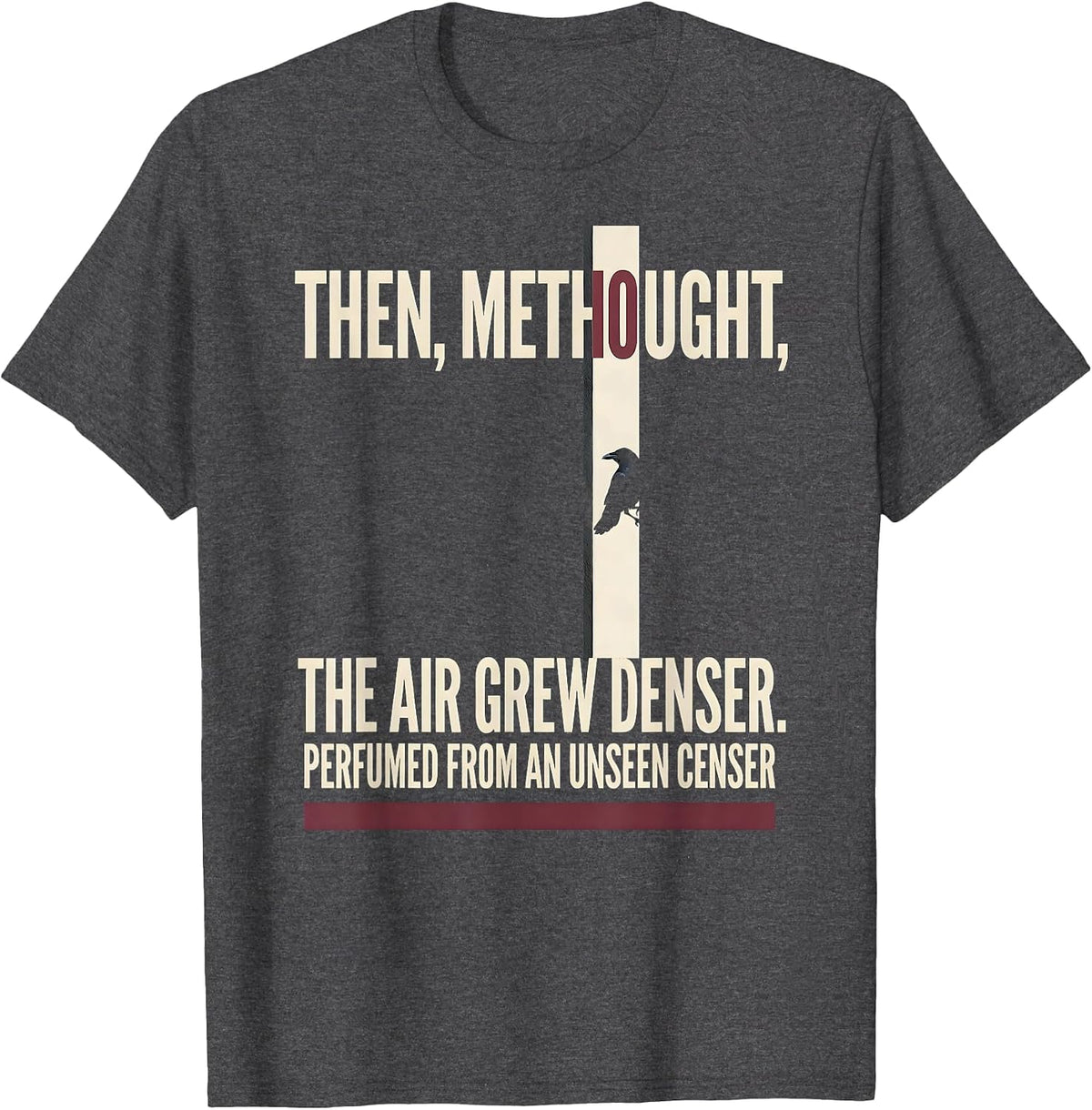 Edgar Allan Poe The Raven Gothic Literary Fan Art T-Shirt - Dark Heather Grey