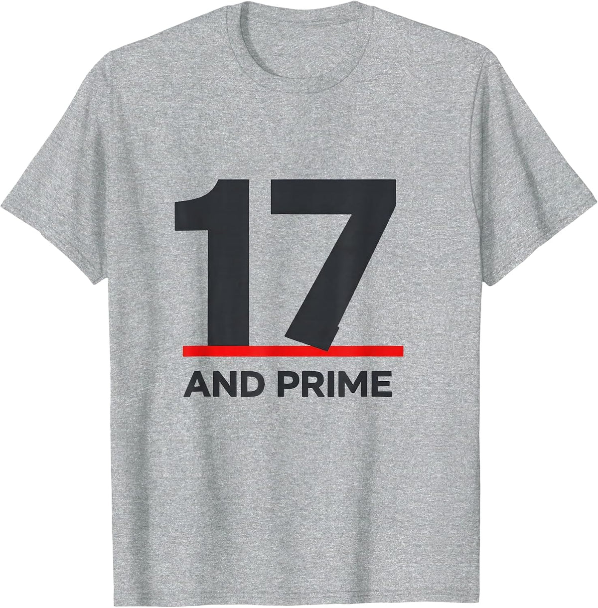 Men's Seventeen And Prime Math Birthday Gift for Teens Nerdy Humor T-Shirt - Heather Grey