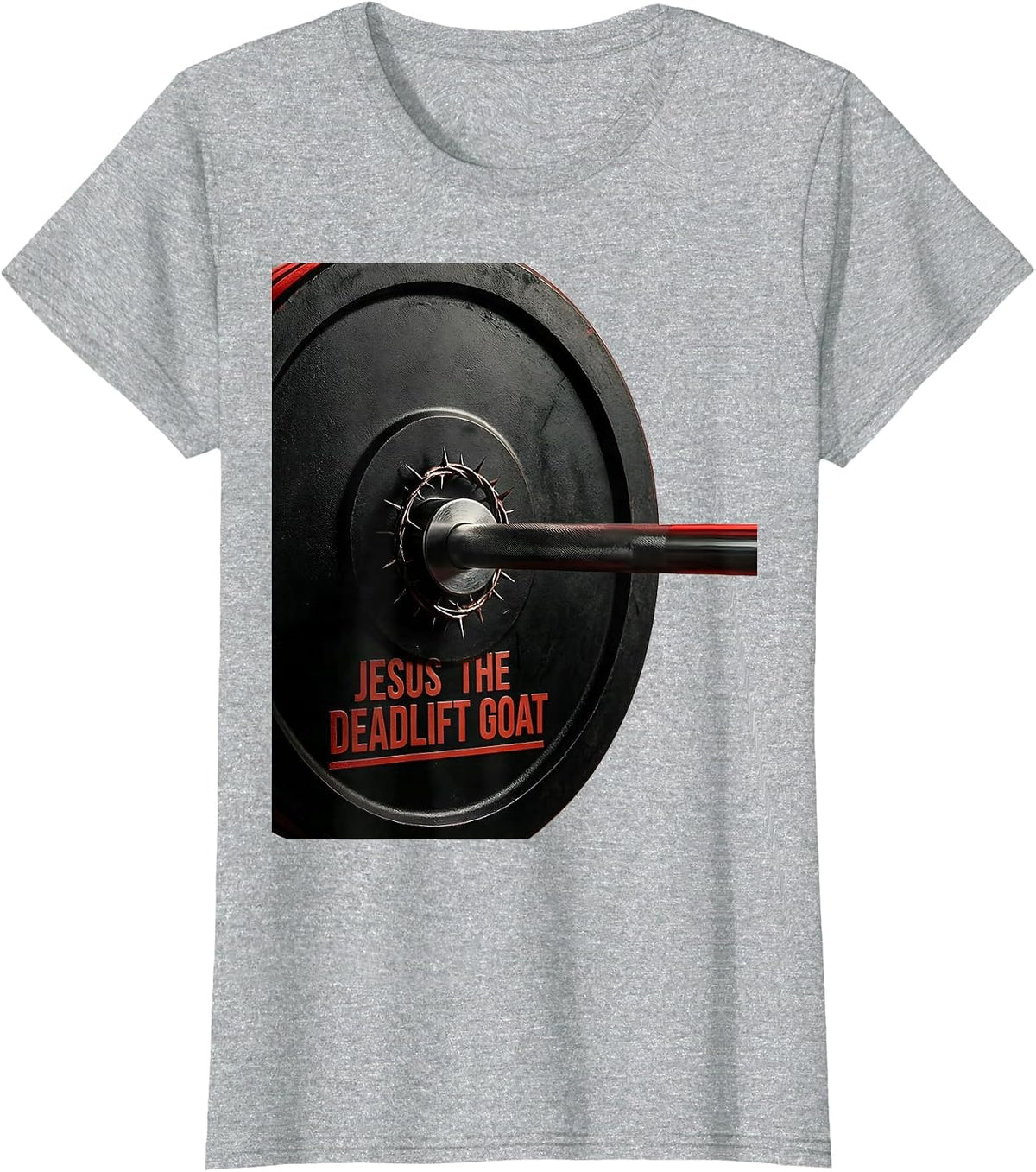 Jesus The Deadlift GOAT Funny Christian Gym Weightlifter T-Shirt - Heather Grey