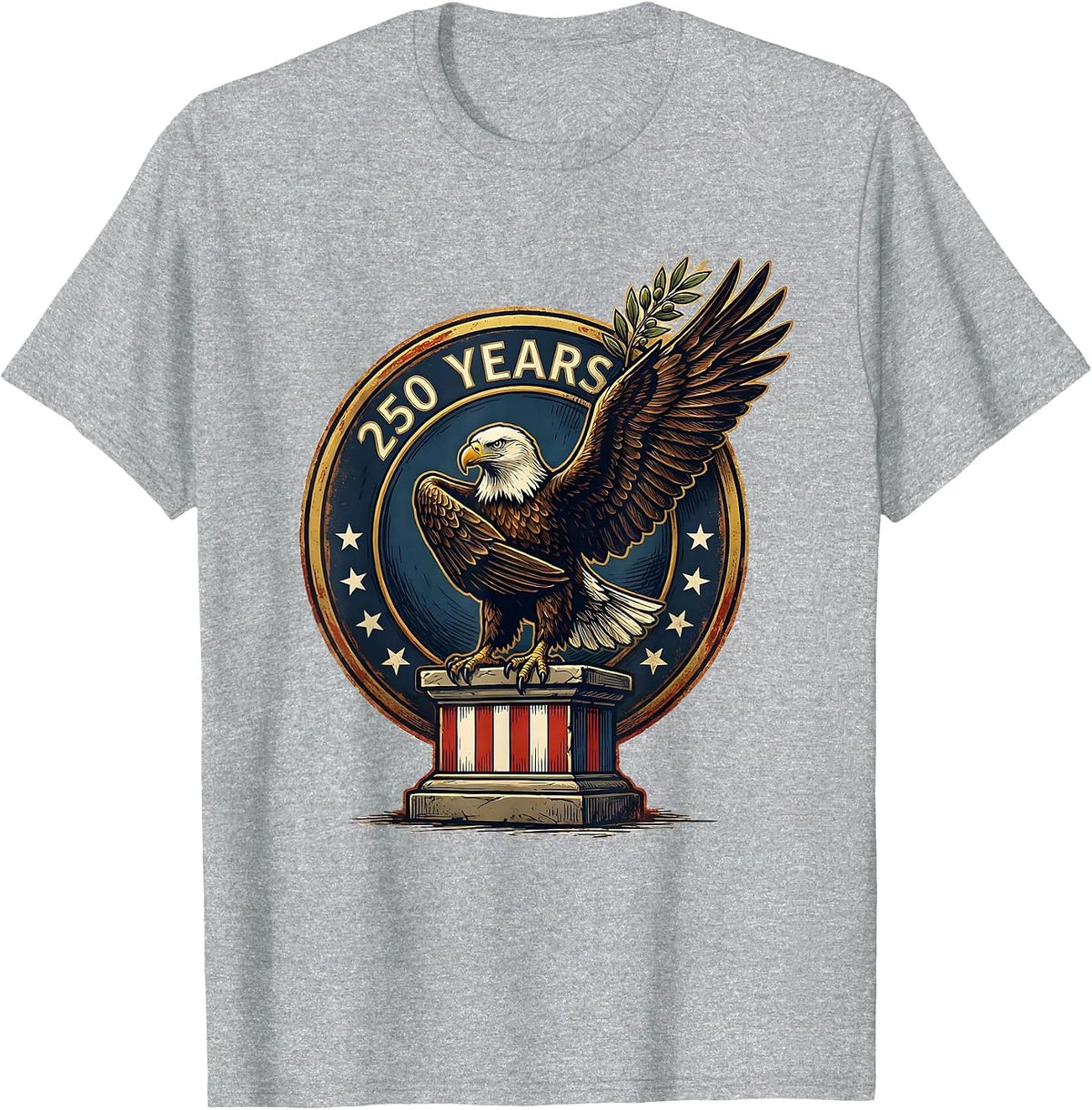 Men's 250 Years Patriotic Eagle Flag 250th Anniversary 4th of July T-Shirt - Heather Grey