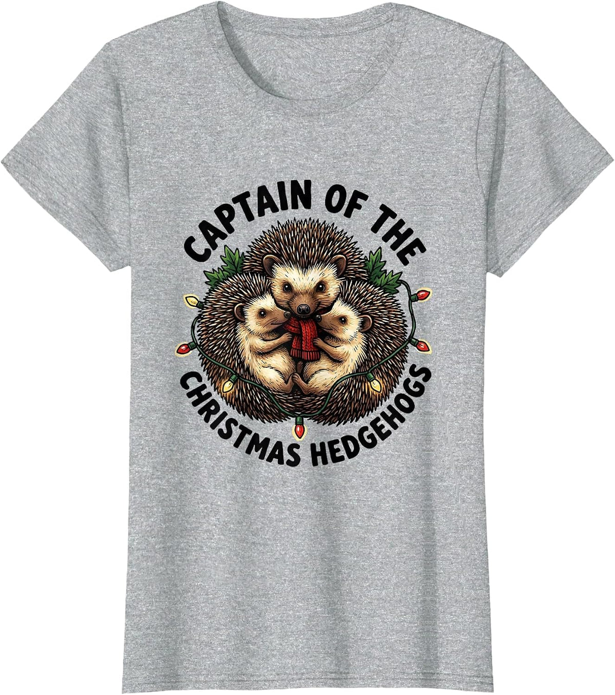 Captain Of The Christmas Hedgehogs Cute Hedgehog Lover T-Shirt - Heather Grey