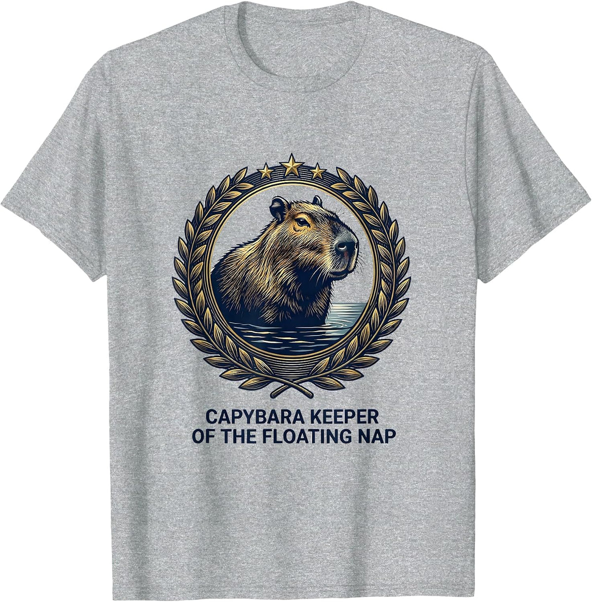 Men's Capybara, Keeper Of The Floating Nap Funny Animal Humor T-Shirt - Heather Grey