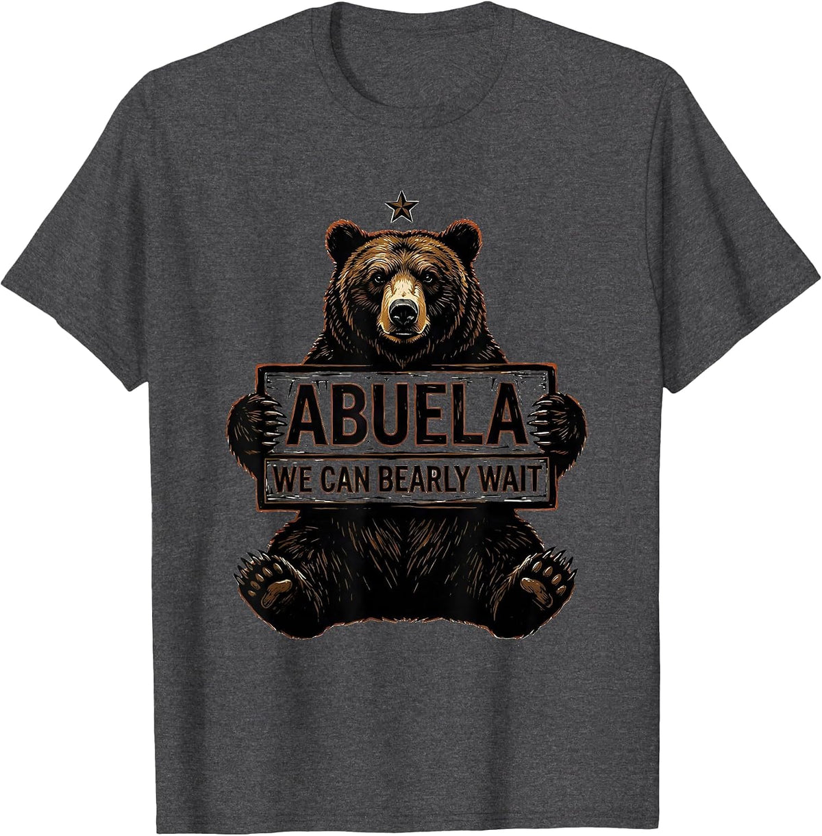 Men's Abuela We Can Bearly Wait Whimsical Baby Shower Bear Family T-Shirt - Dark Heather Grey