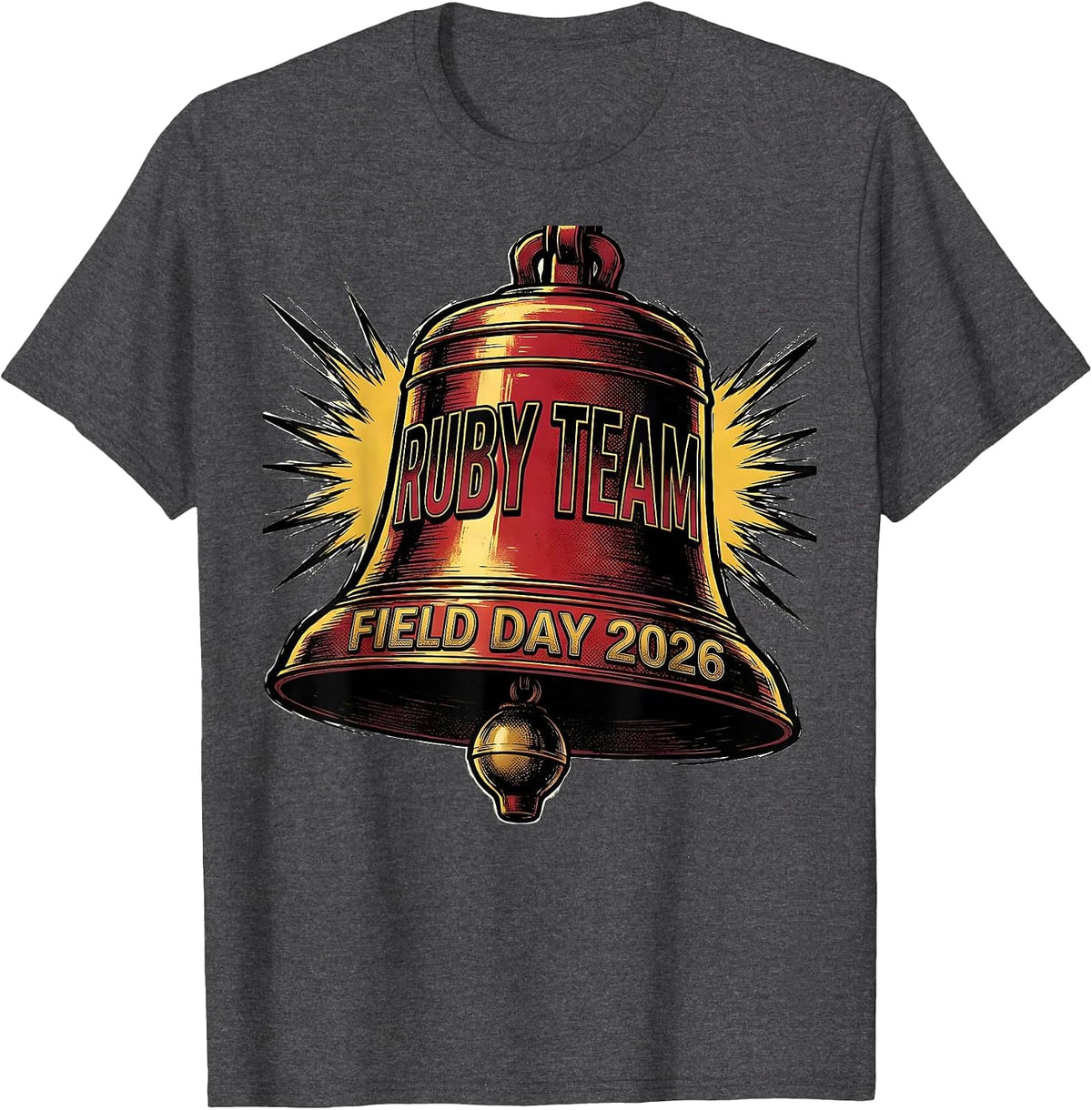 Men's Ruby Team Field Day 2026 Comic Book Teacher Kids T-Shirt - Dark Heather Grey