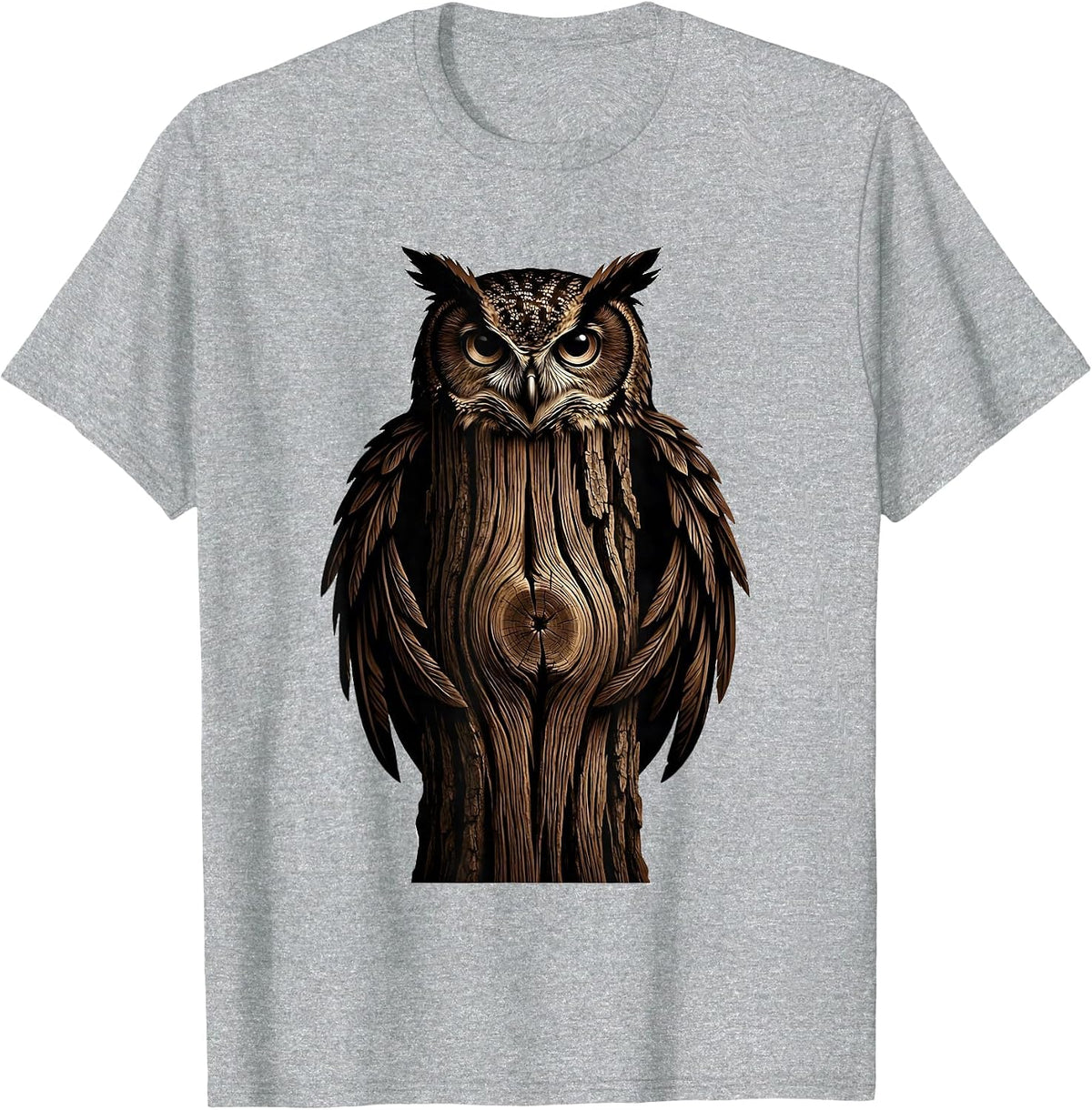 Men's Owl Camouflage Tree Bark Nature Wildlife Art T-Shirt - Heather Grey