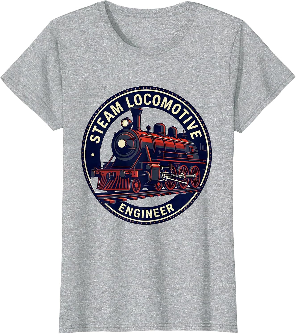 Steam Locomotive Engineer Vintage Train Enthusiast Railroad T-Shirt - Heather Grey