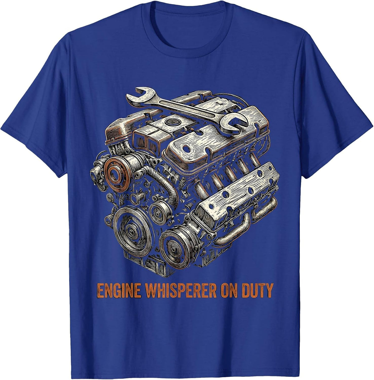 Men's Engine Whisperer On Duty Mechanic Design T-Shirt - Royal Blue