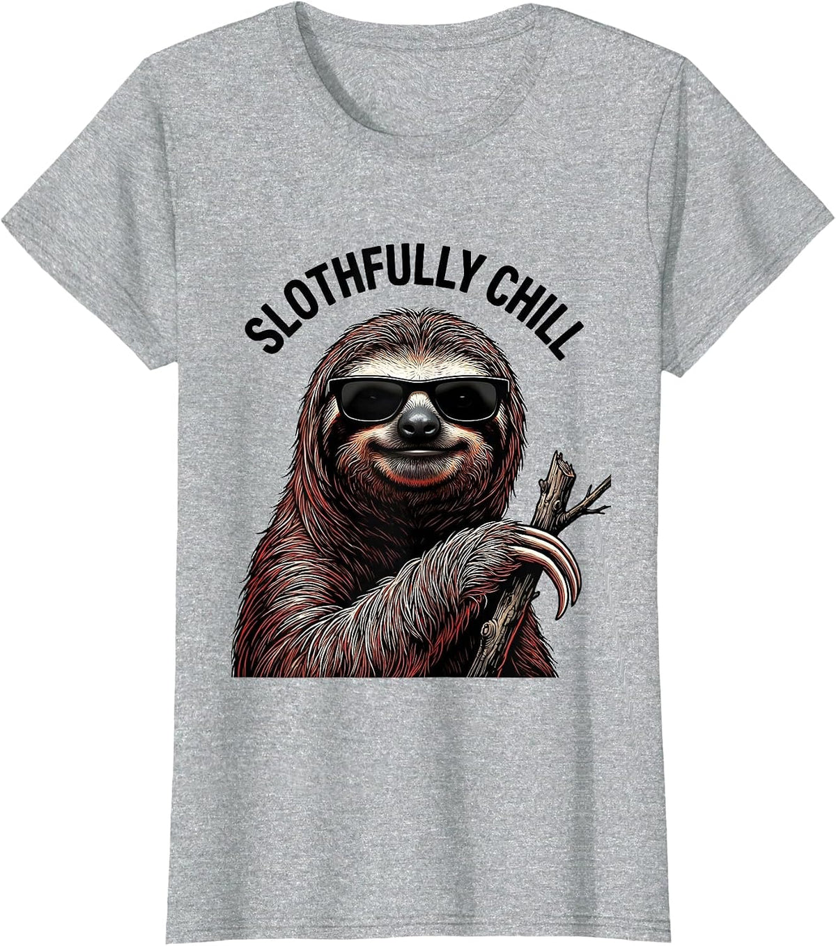 Slothfully Chill Tattoo Animal Lover Wildlife Enthusiast T-Shirt - Heather Grey