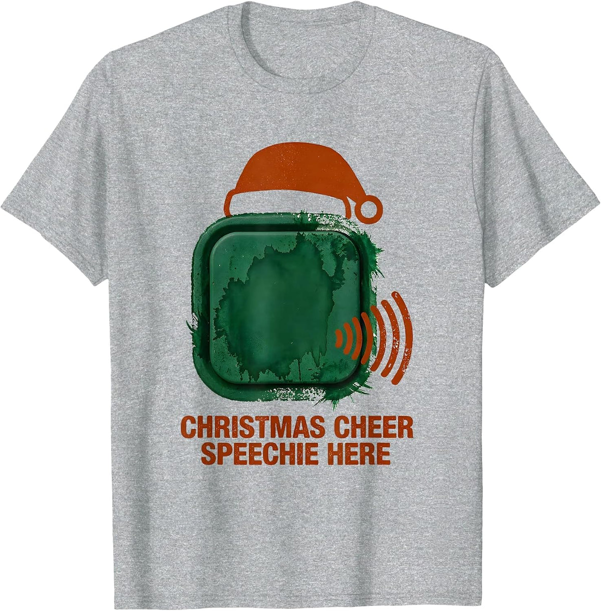 Men's Christmas Cheer Speechie Here Funny Speech Therapist SLP T-Shirt - Heather Grey