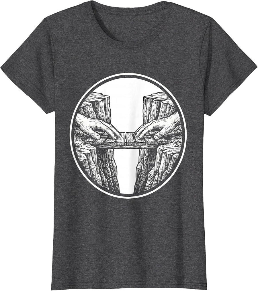 Women's Suicide Prevention Awareness Bridge Builder Graphic T-Shirt - Dark Heather Grey