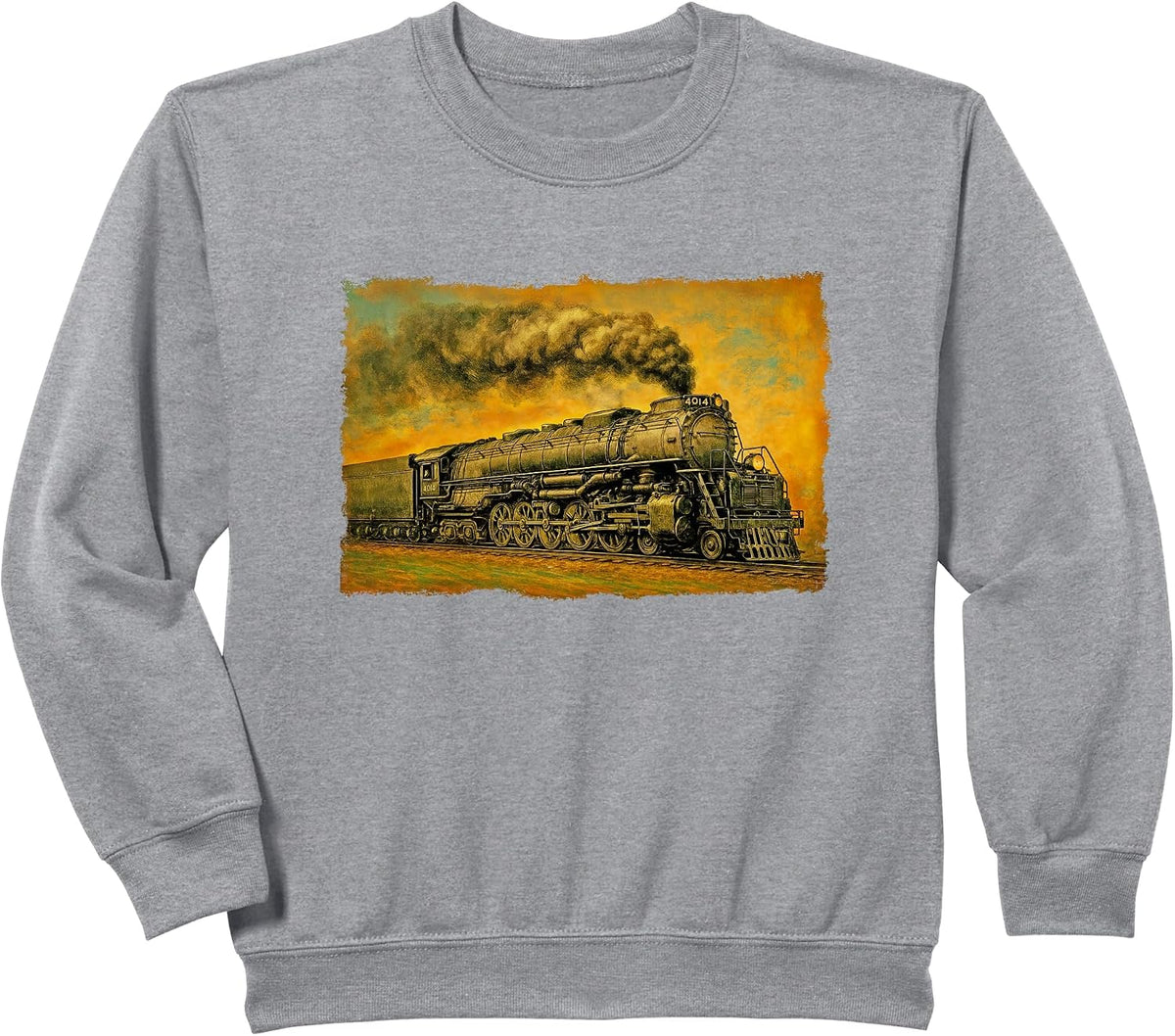 1940s Big Boy Steam Engine Locomotive - Vintage 4014 Train Sweatshirt - Heather Grey