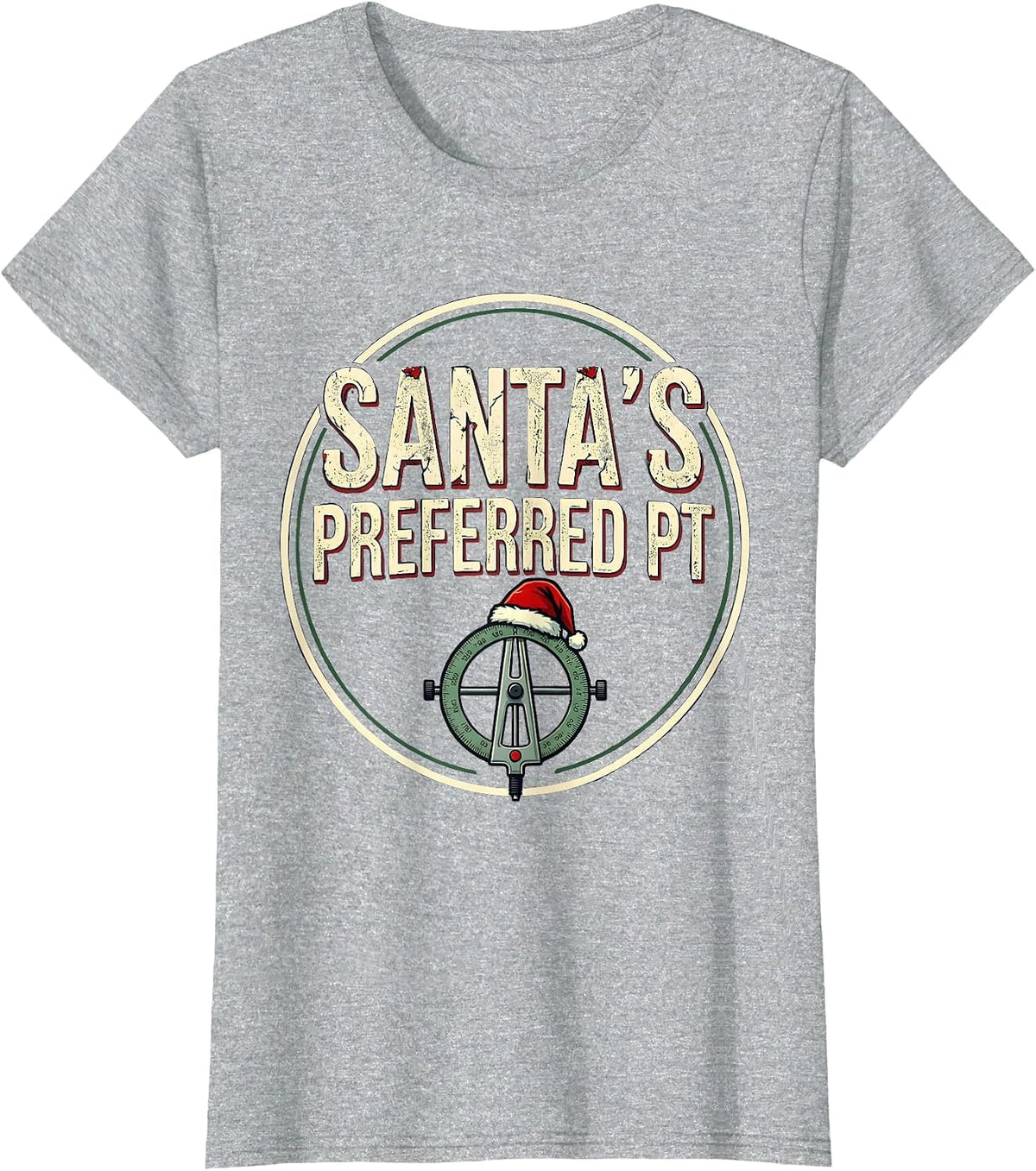 Women's Santa's Preferred PT Funny Physical Therapist Christmas T-Shirt - Heather Grey