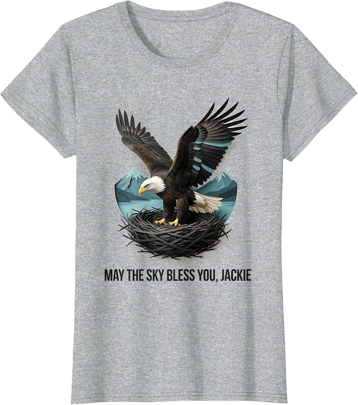 May The Sky Bless You Jackie Vintage Eagle Memorial Tribute T-Shirt - Heather Grey