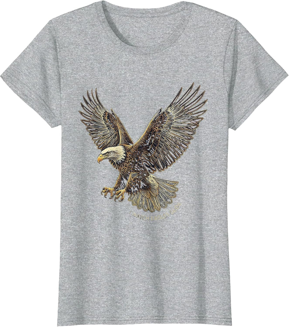 I Watch Eagles Glide Topographic Contour Eagle Wildlife Art T-Shirt - Heather Grey