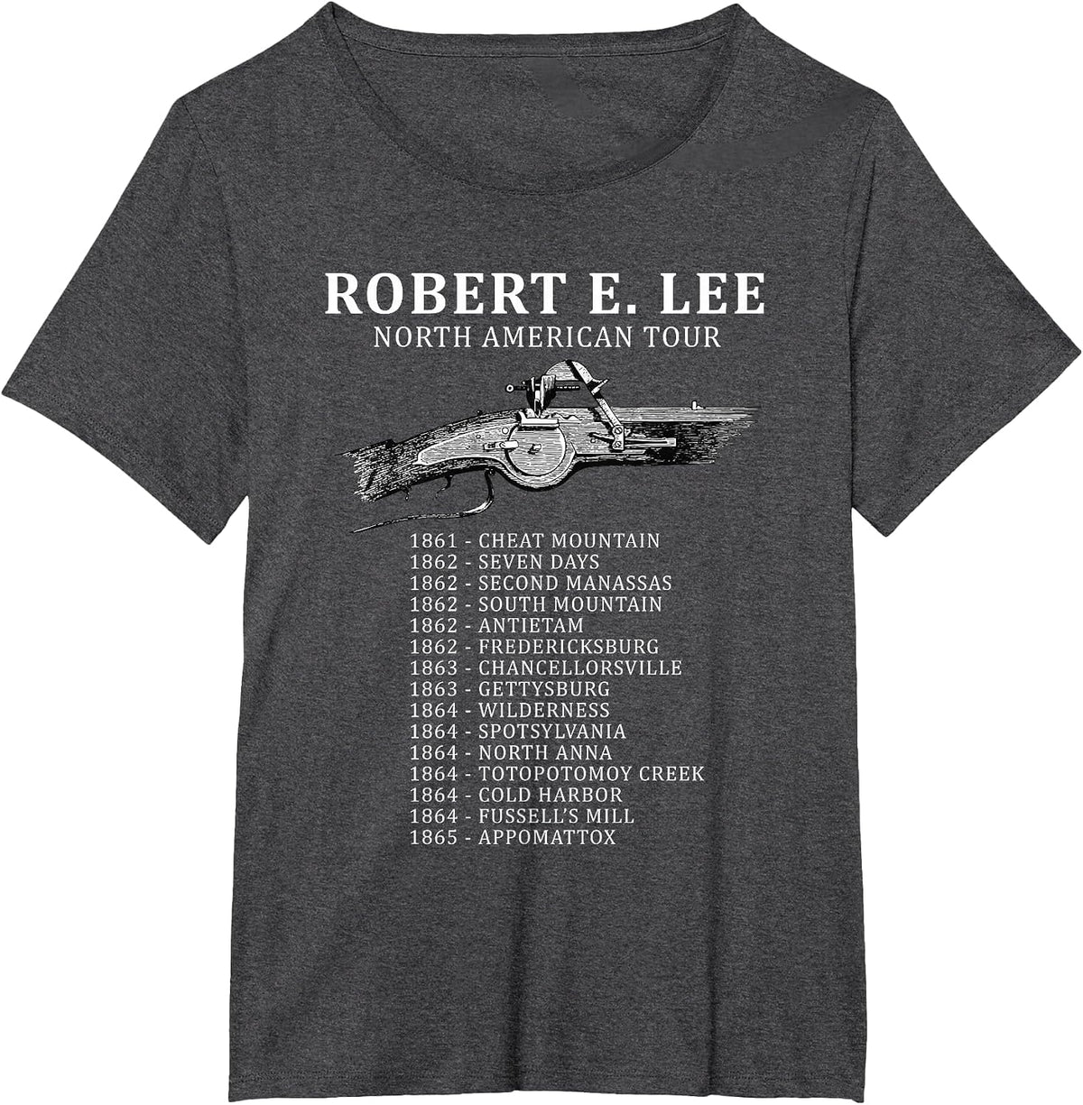 Civil War Funny Robert E. Lee North American Tour T-Shirt - Dark Heather Grey
