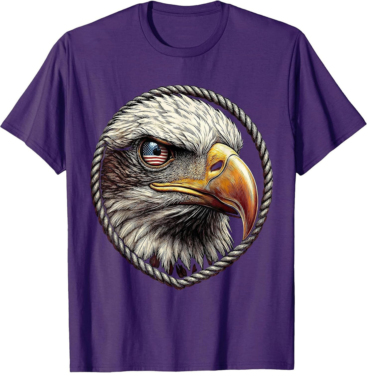 American Flag Eagle Eye Patriotic Graphic T-Shirt - Purple